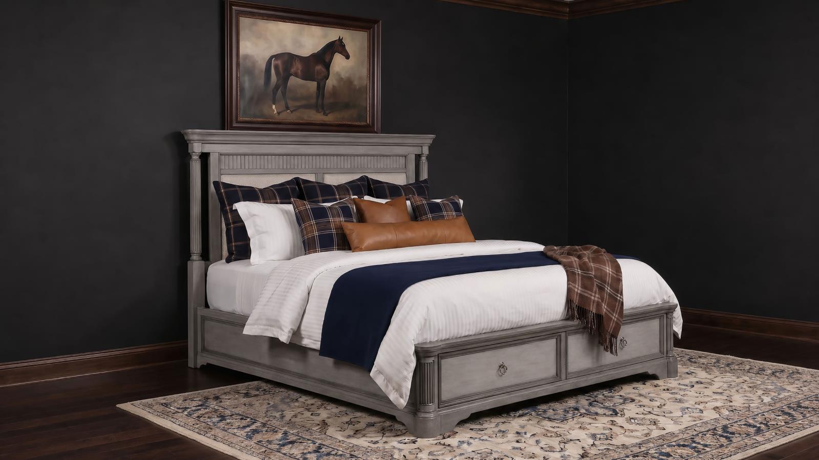Cresswell Eastern King Upholstered Storage Platform Bed Weathered Taupe - Image 2