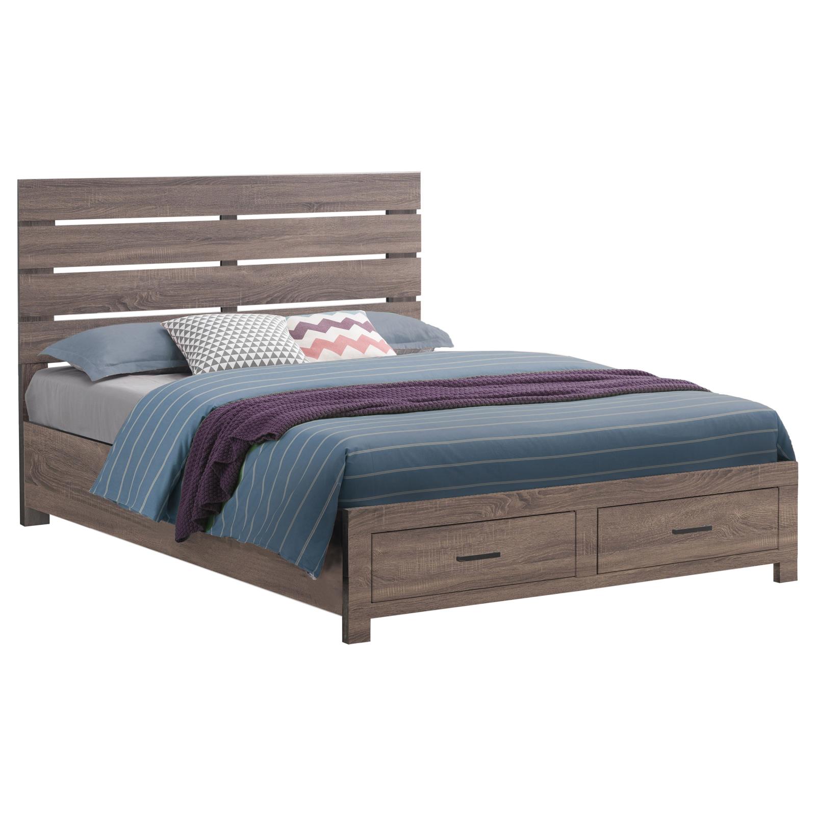 Brantford Wood Queen Storage Panel Bed Barrel Oak - Image 3