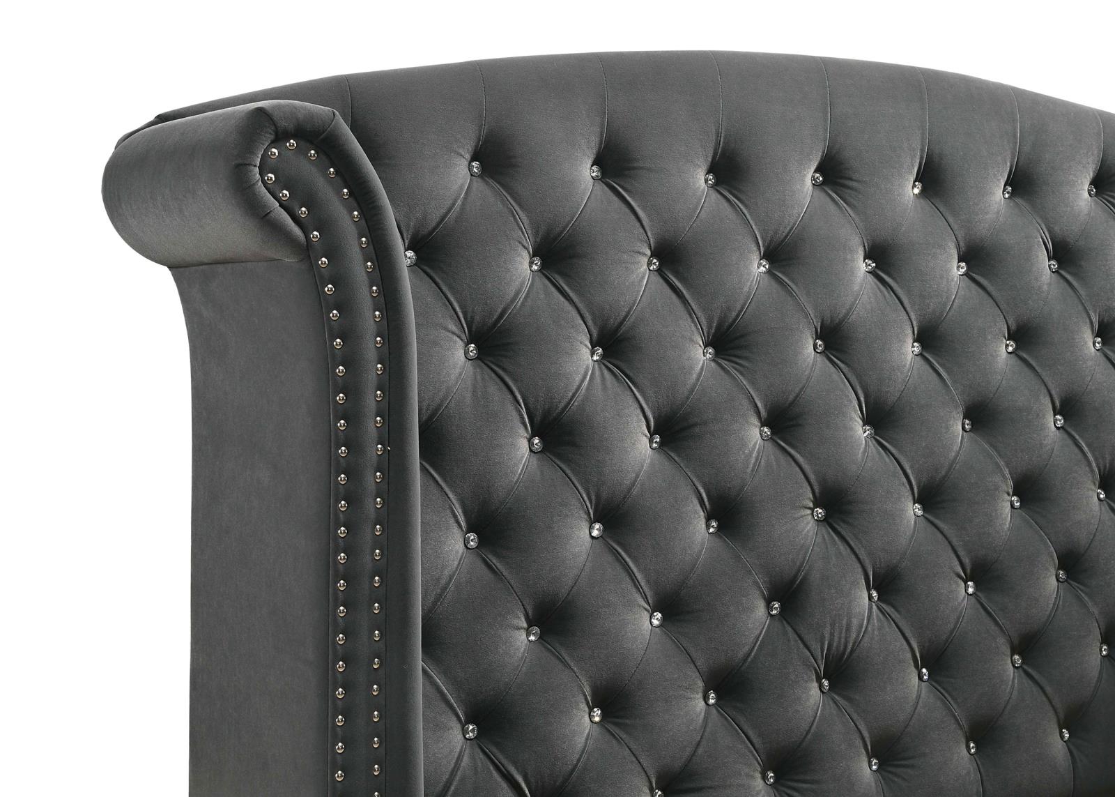 Melody Upholstered California King Wingback Bed Grey - Image 3