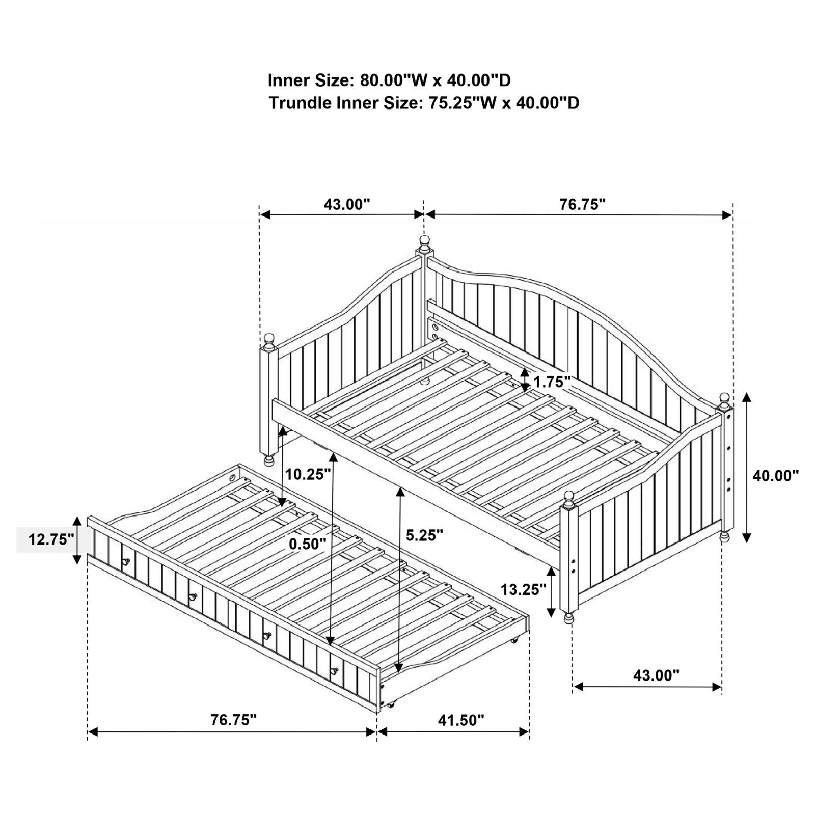 Julie Ann Wood Twin Daybed with Trundle White - Image 13