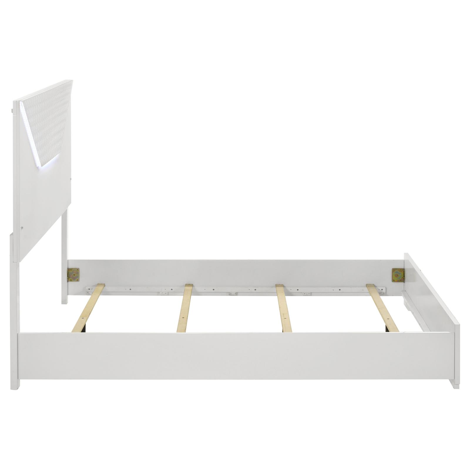 Ives Queen Panel Bed LED Headboard White High Gloss - Image 6