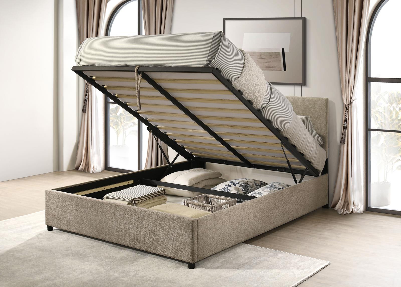 Reeves Upholstered Eastern King Lift-Top Storage Platform Bed - Image 14