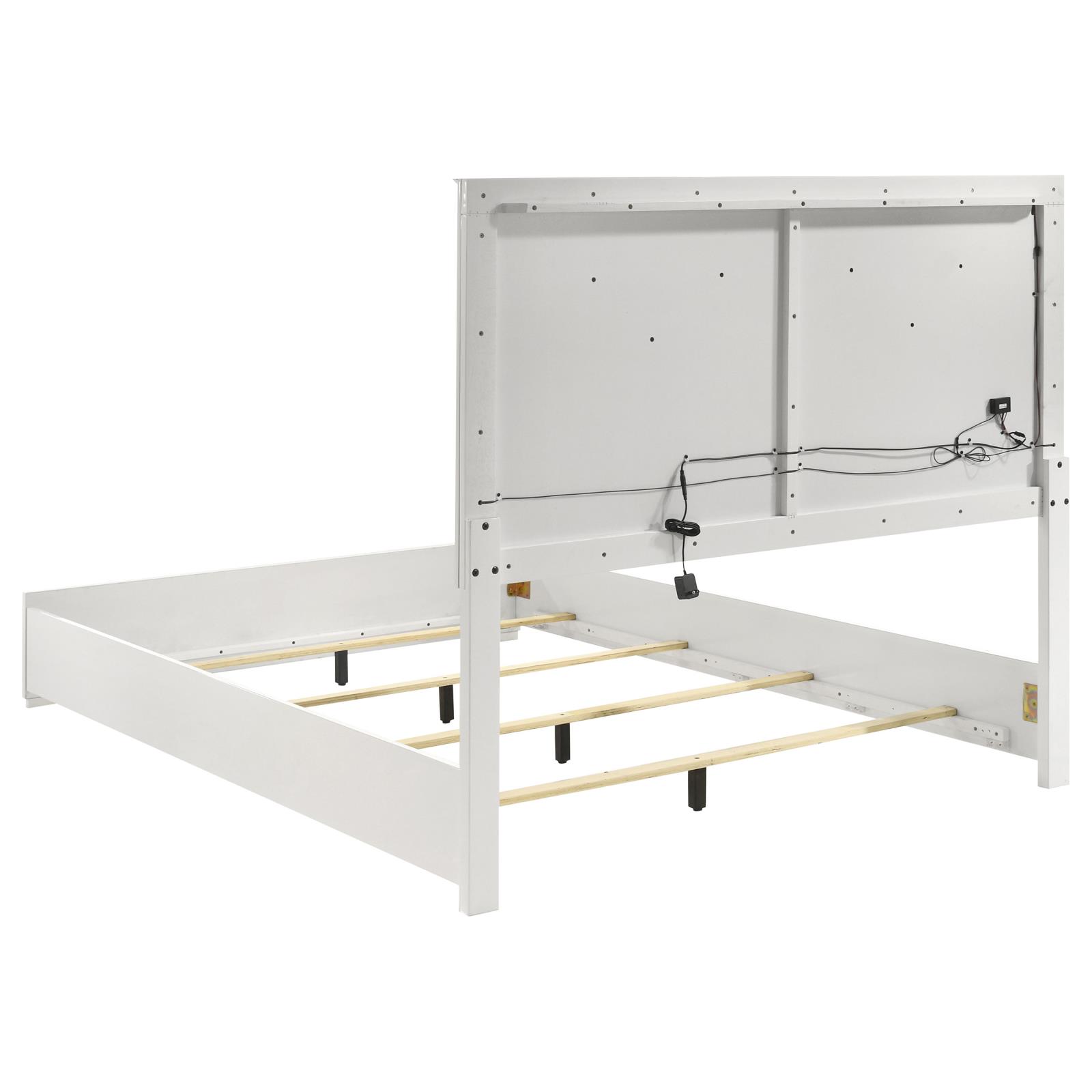 Ives Queen Panel Bed LED Headboard White High Gloss - Image 5