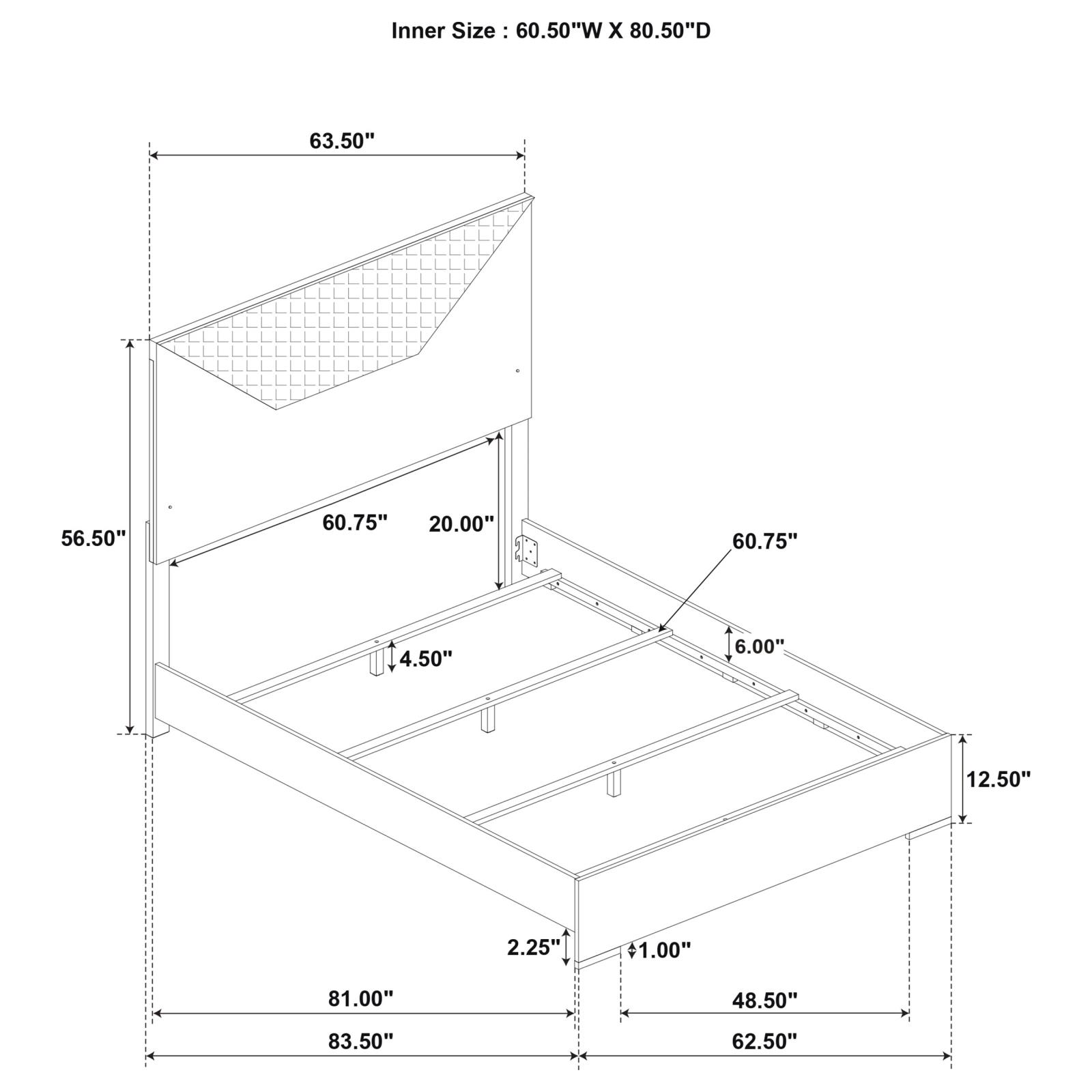 Ives Queen Panel Bed LED Headboard White High Gloss - Image 9
