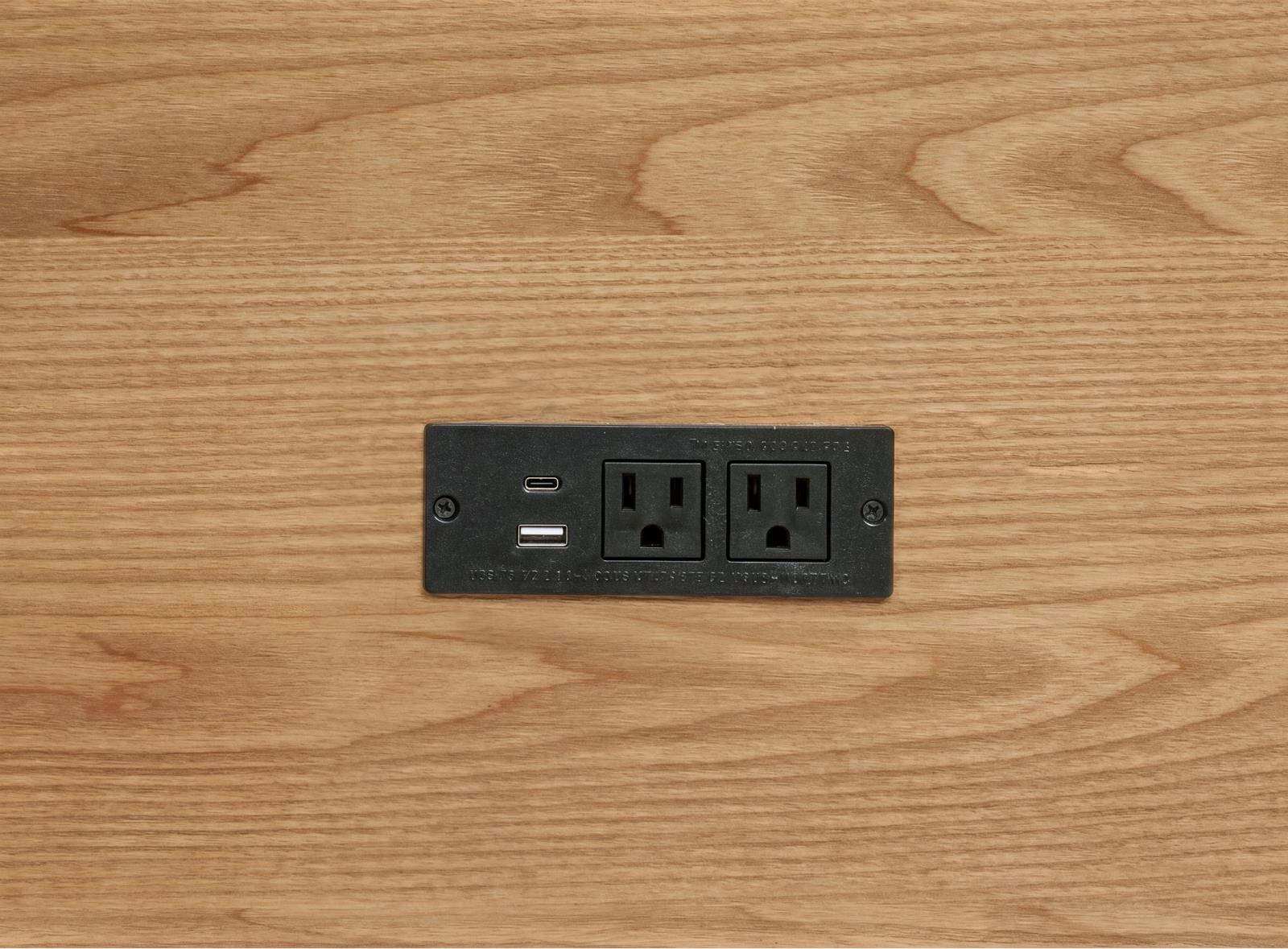 Vermes 66-inch 7-drawer Computer Desk with Power Outlet Light Ash - Image 13