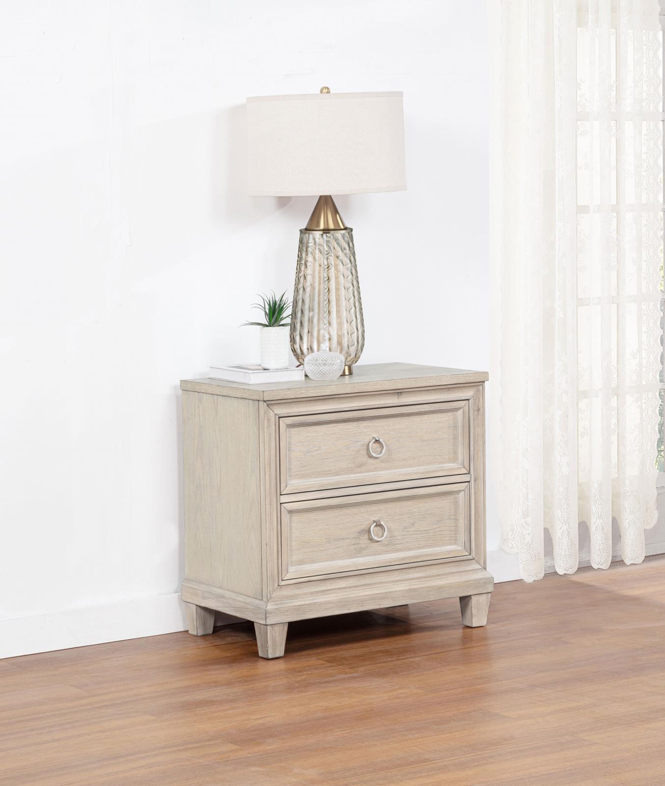 Pembroke 2-drawer Nightstand Bedside Table Washed Oak - Image 2