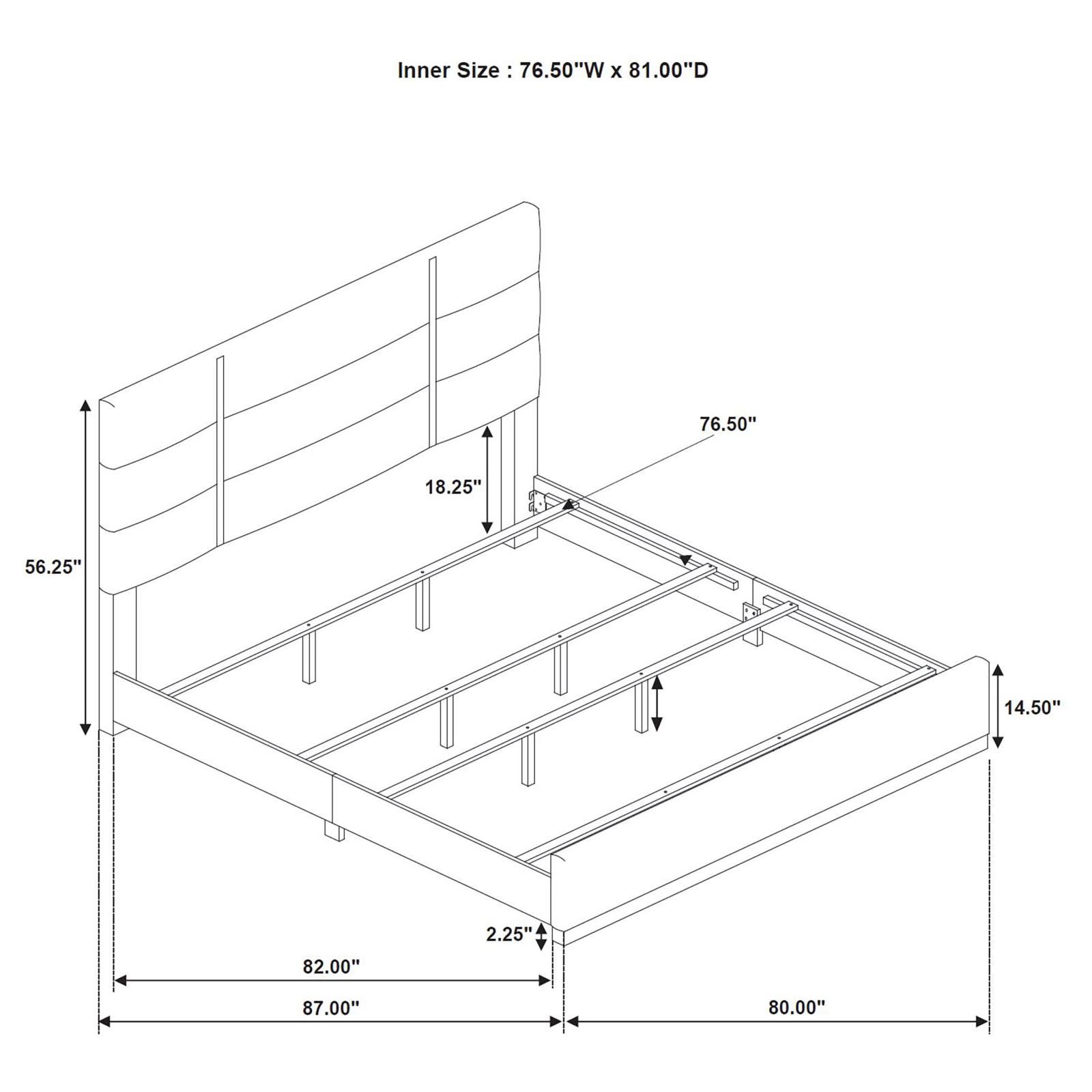 Ines 56-inch Fabric Upholstered Eastern King Panel Bed - Image 19