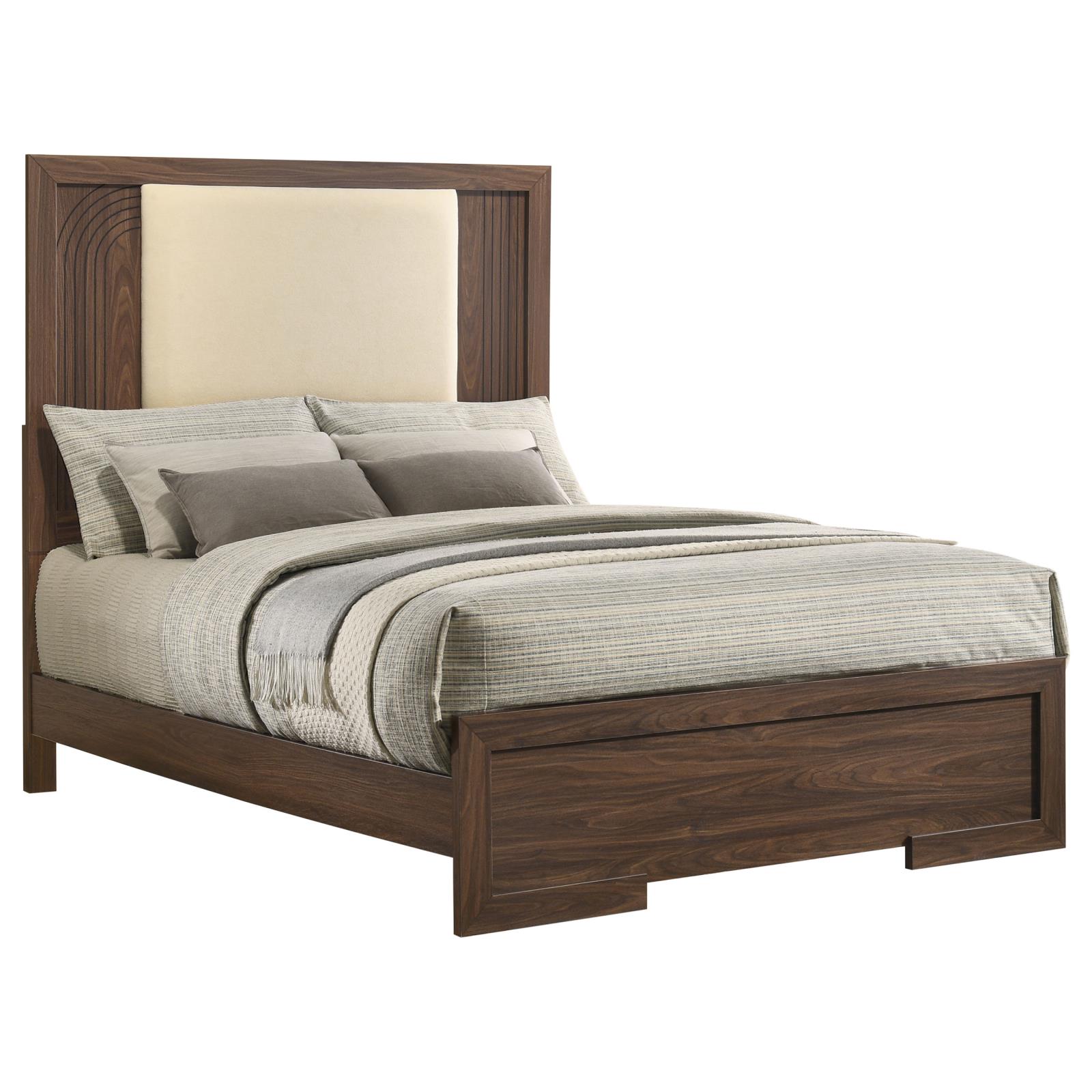 Etienne Full Velvet Upholstered Panel Bed Walnut - Image 3