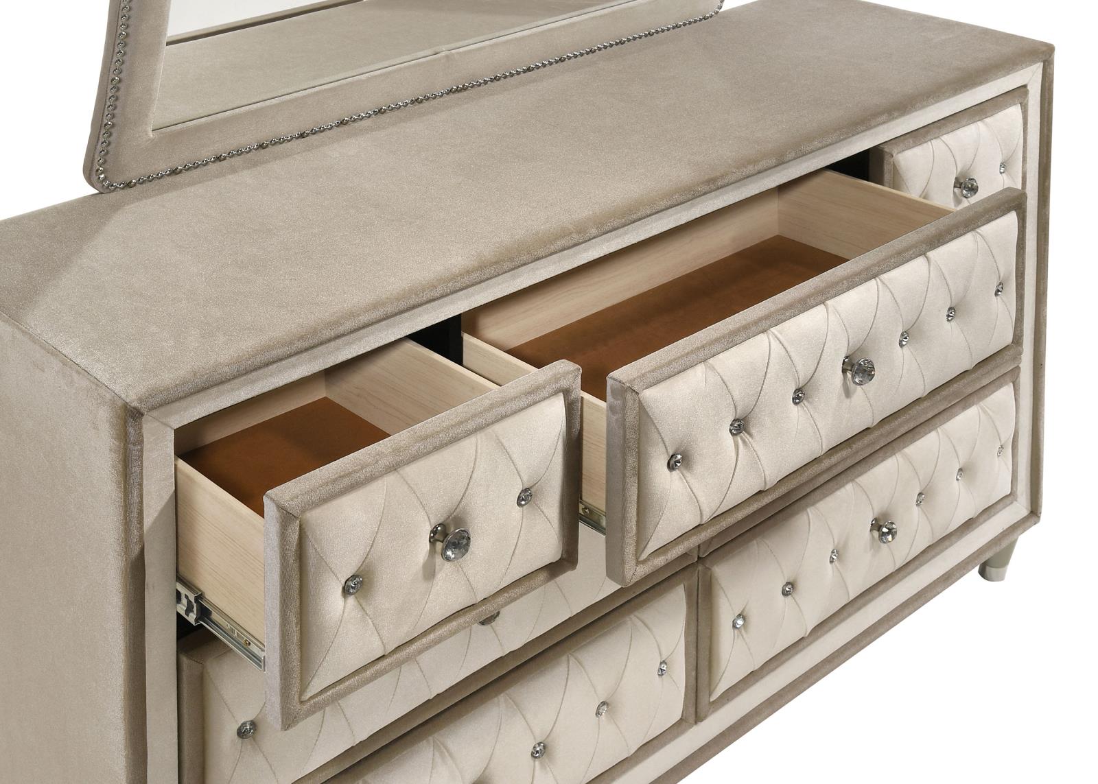 Antonella 7-drawer Upholstered Dresser with Mirror Ivory - Image 10