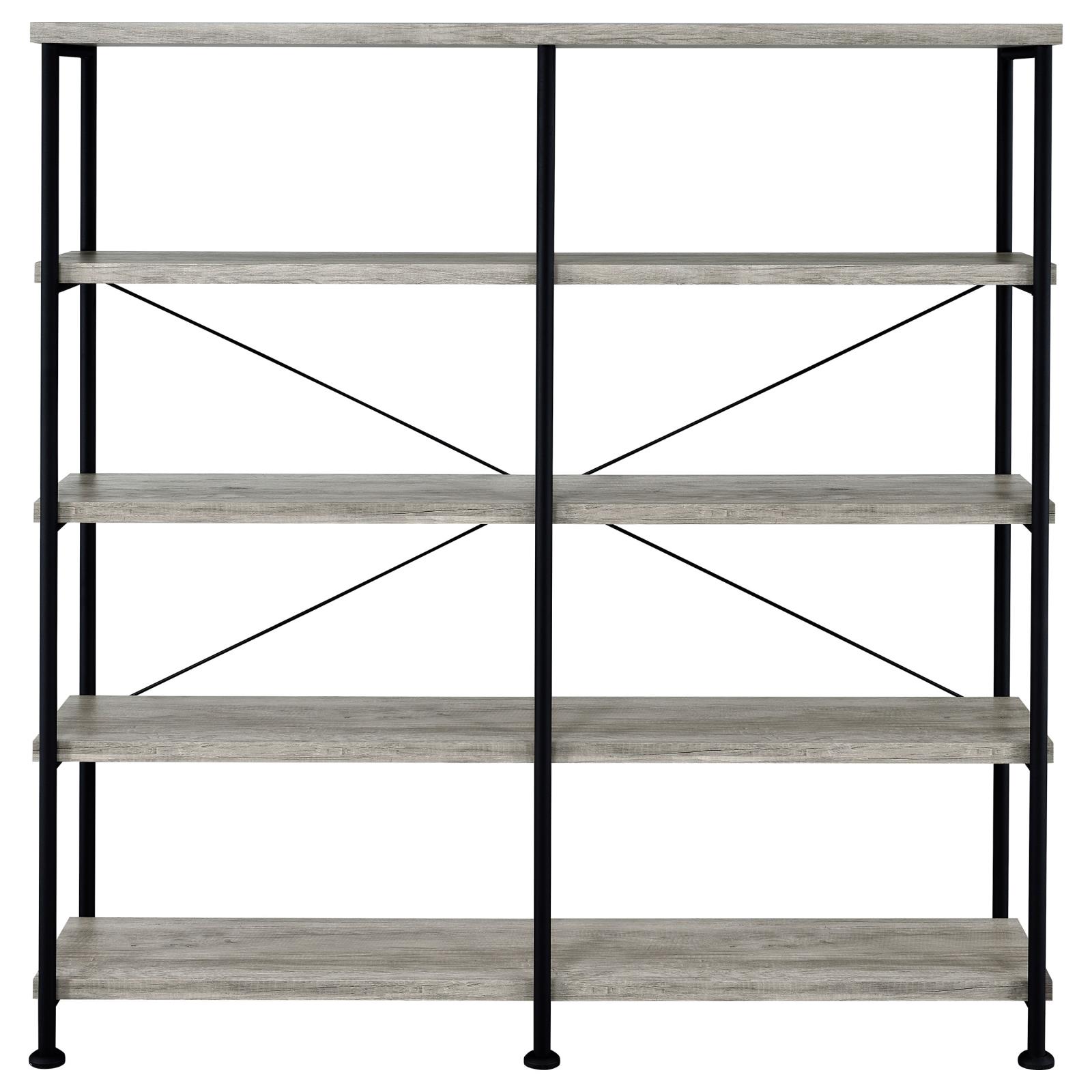 Analiese 63-inch 4-shelf Double Bookshelf Grey Driftwood - Image 3