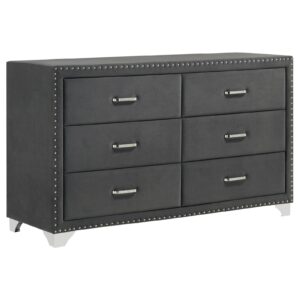 Melody 6-drawer Upholstered Dresser Grey