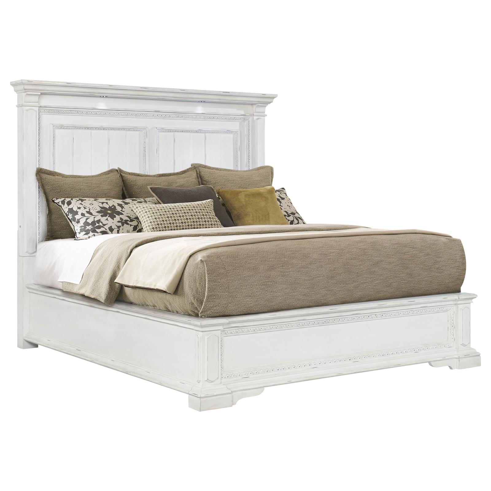 McKinney Queen LED Light Panel Bed Vintage White - Image 3