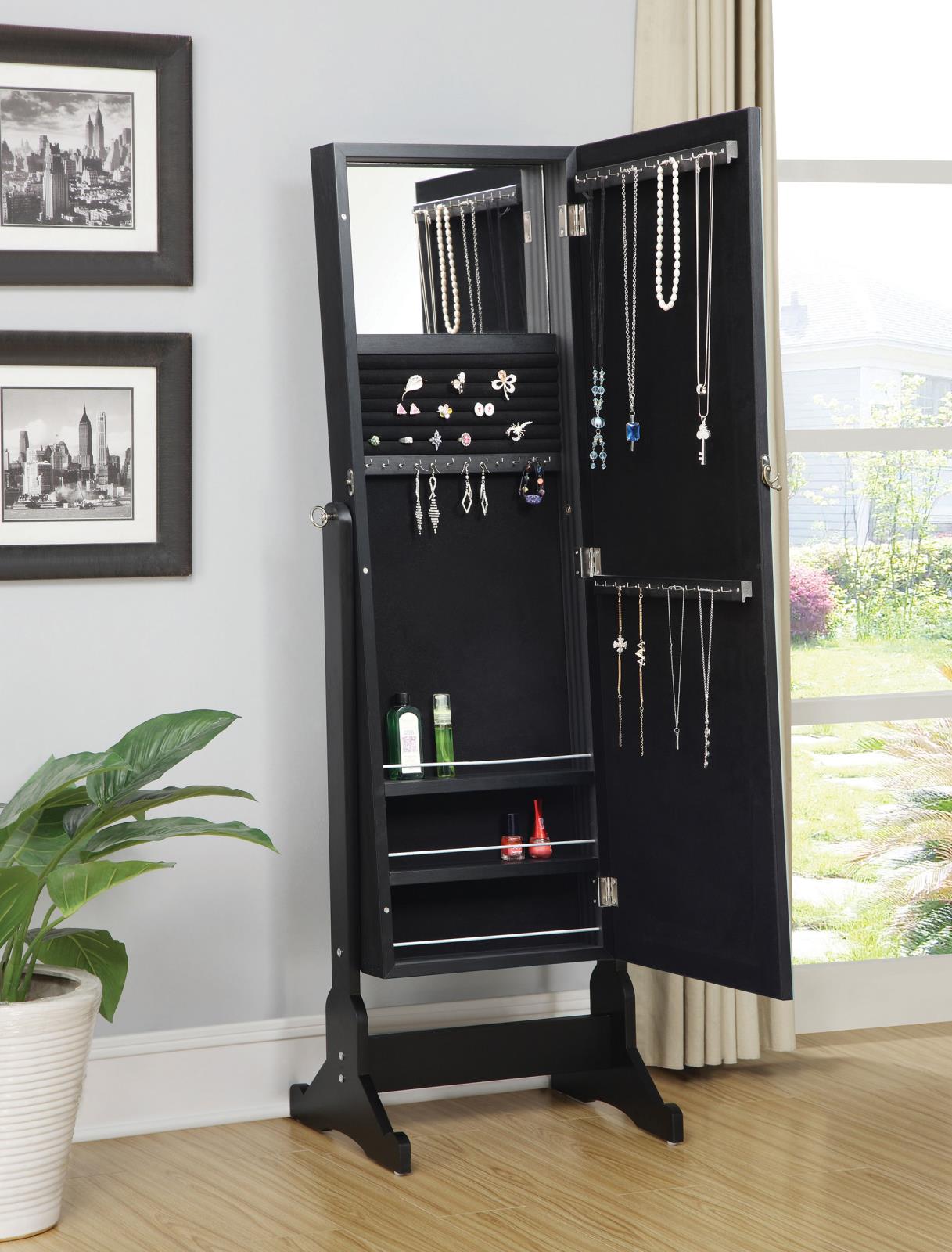 Cortez Cheval Mirror with Jewelry Storage Black - Image 3