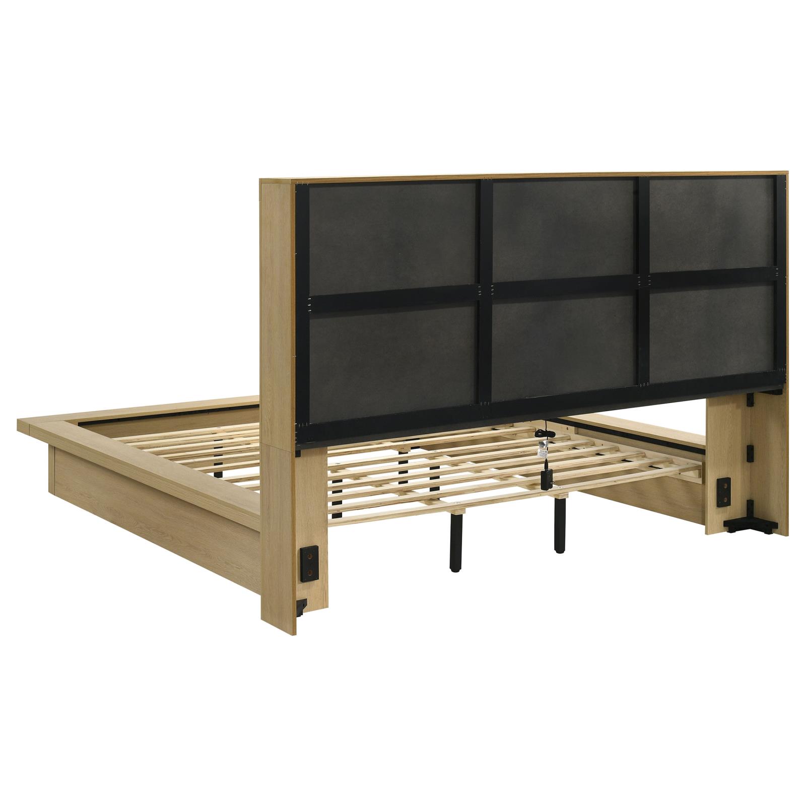 Hendricks California King Bookcase Headboard Platform Bed Light Oak - Image 5