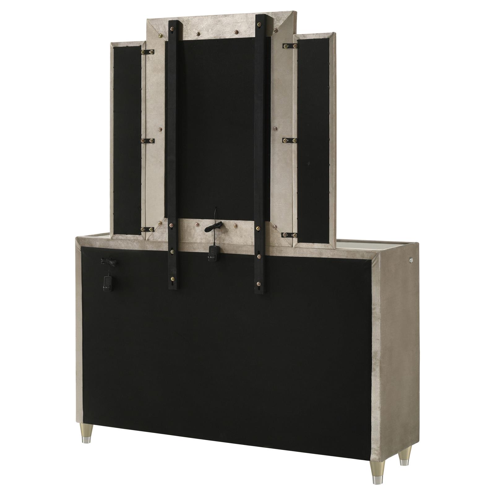 Lorient 8-drawer LED Dresser with Mirror Ivory and Camel - Image 8