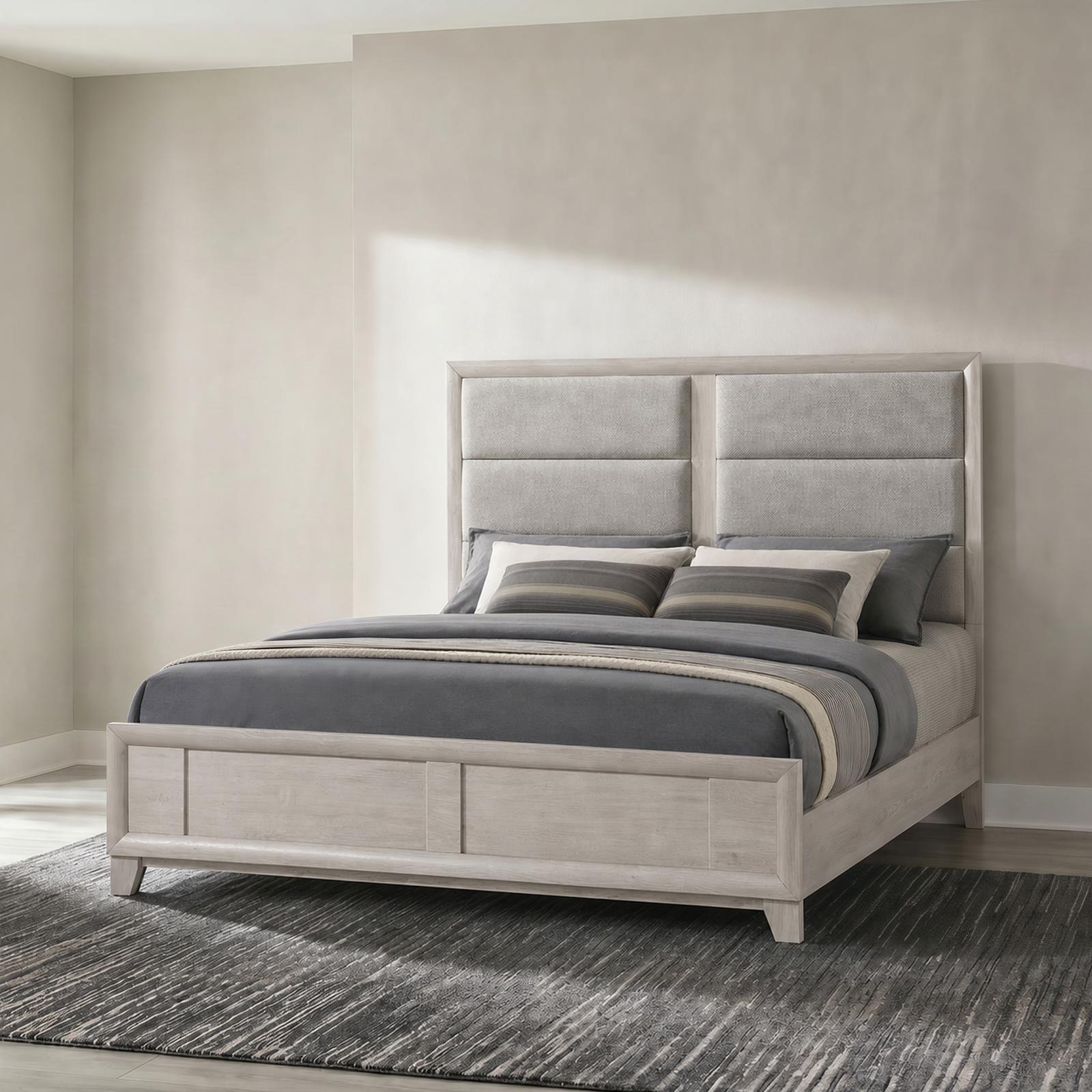 Farre Eastern King Upholstered Panel Bed Washed Grey - Image 2