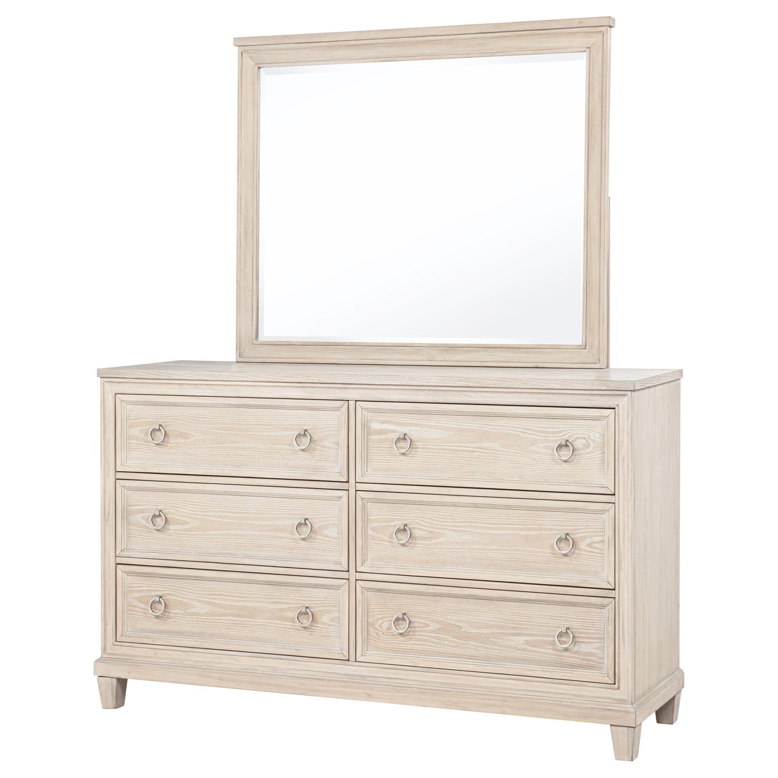 Pembroke 6-drawer Bedroom Dresser with Mirror Washed Oak - Image 4