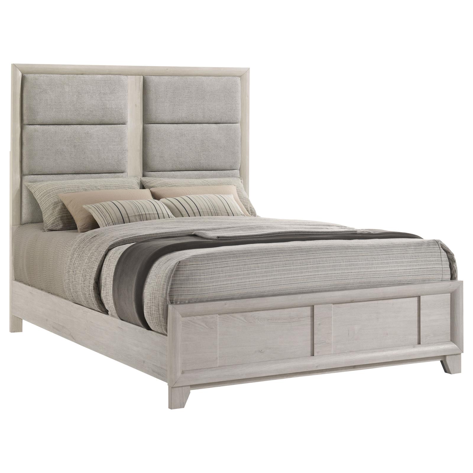 Farre Queen Upholstered Platform Panel Bed Washed Grey - Image 3