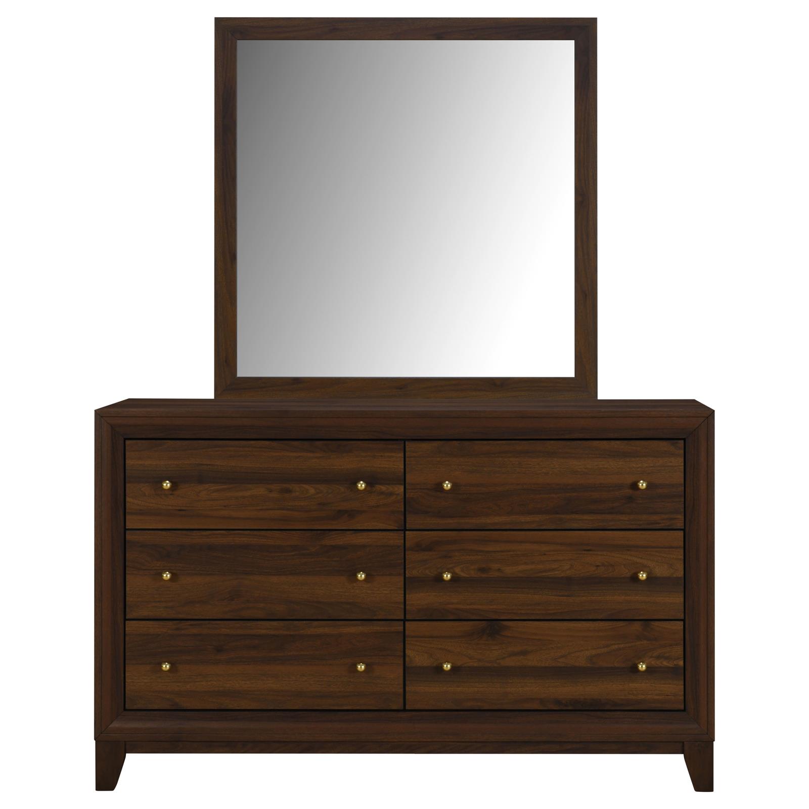 Welsley 6-drawer Dresser and Mirror Walnut - Image 3