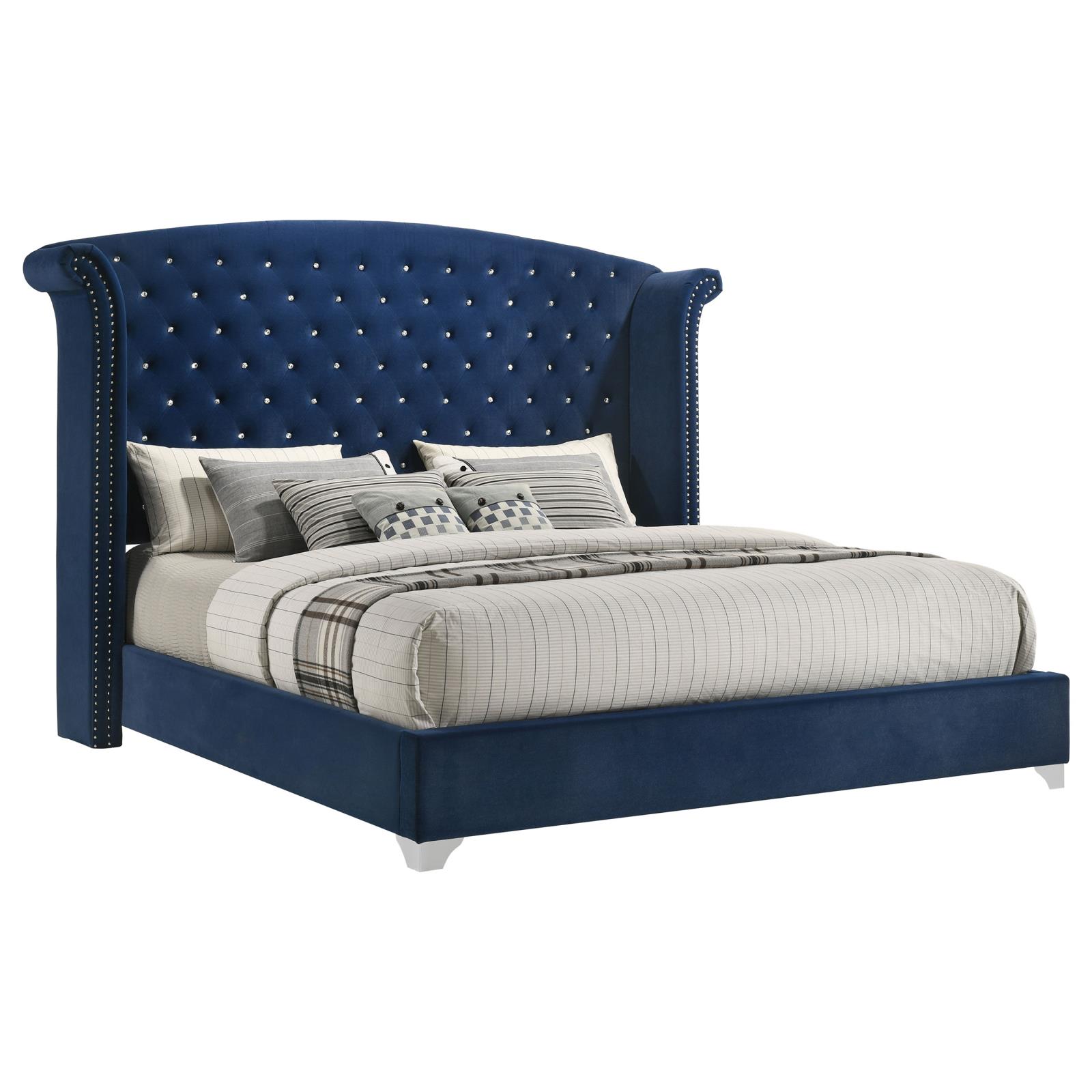 Melody Upholstered Eastern King Wingback Bed Pacific Blue - Image 3