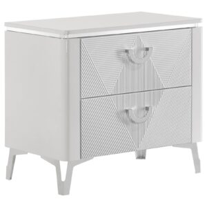 Cassia 2-drawer Nightstand Bedside Table White High Gloss