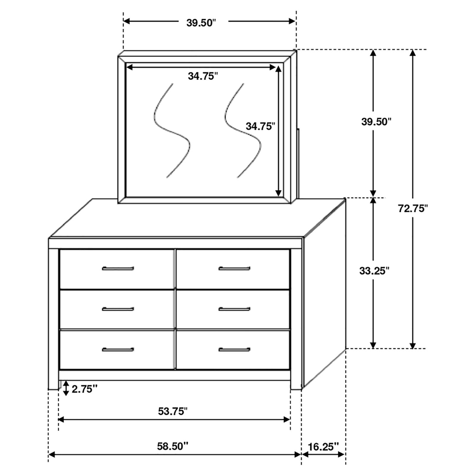 Brantford 6-drawer Dresser with Mirror Coastal White - Image 12