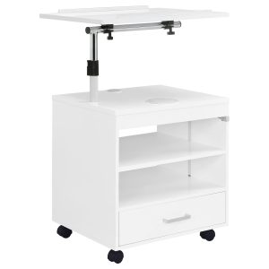 Lerma 1-drawer Adjustable Tray Top Nightstand with Speaker White High Gloss