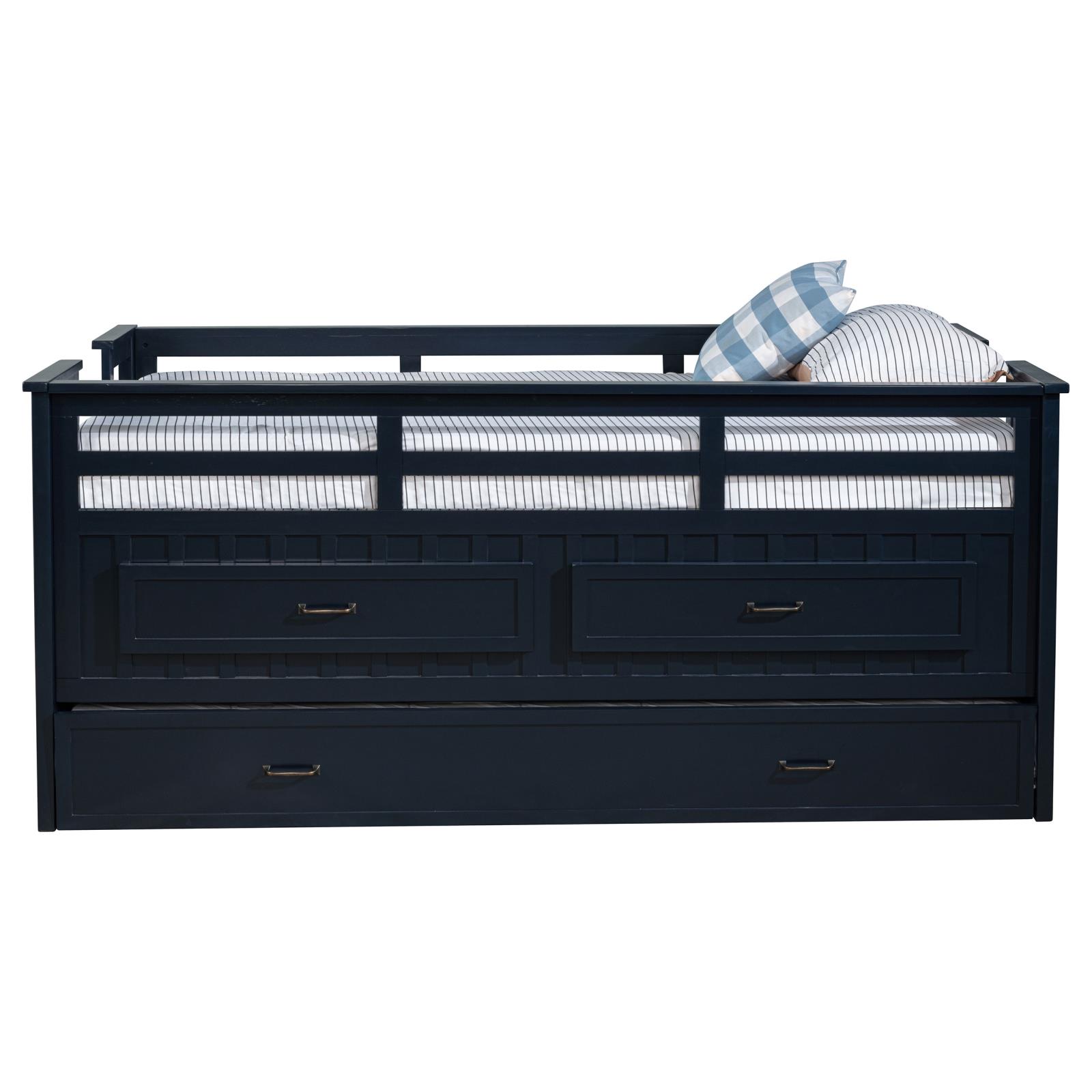 Carlsbad Wood Twin Captains Bed With Trundle Navy Blue - Image 5
