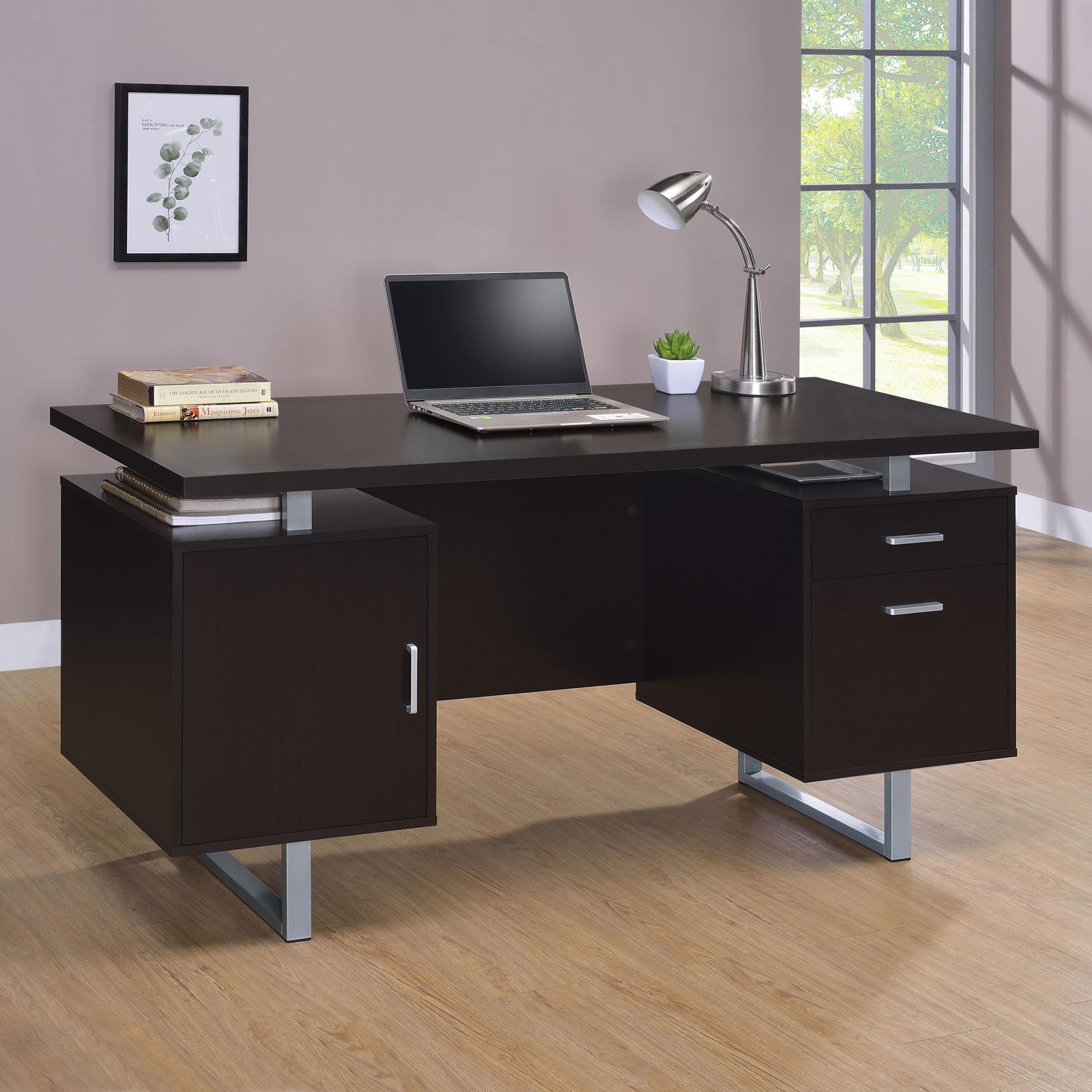 Lawtey 60-inch 2-drawer Office Computer Desk Cappuccino - Image 2