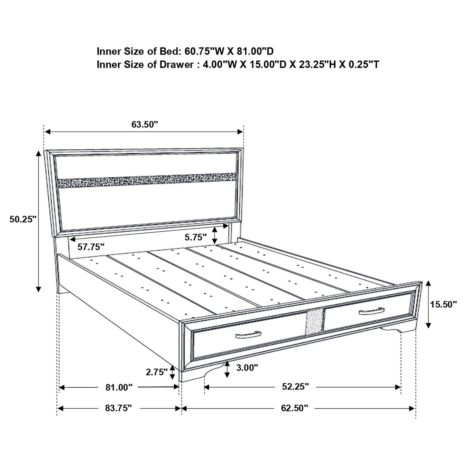 Miranda 51-inch Wood Queen Storage Panel Bed - Image 8