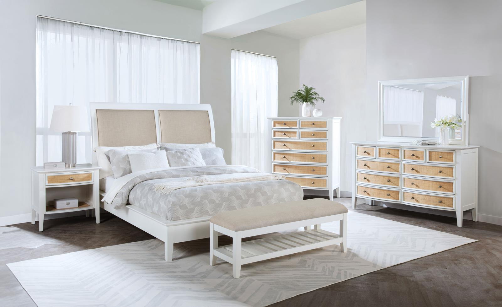 Bexhill 56-inch Upholstered Eastern King Panel Bed White - Image 12