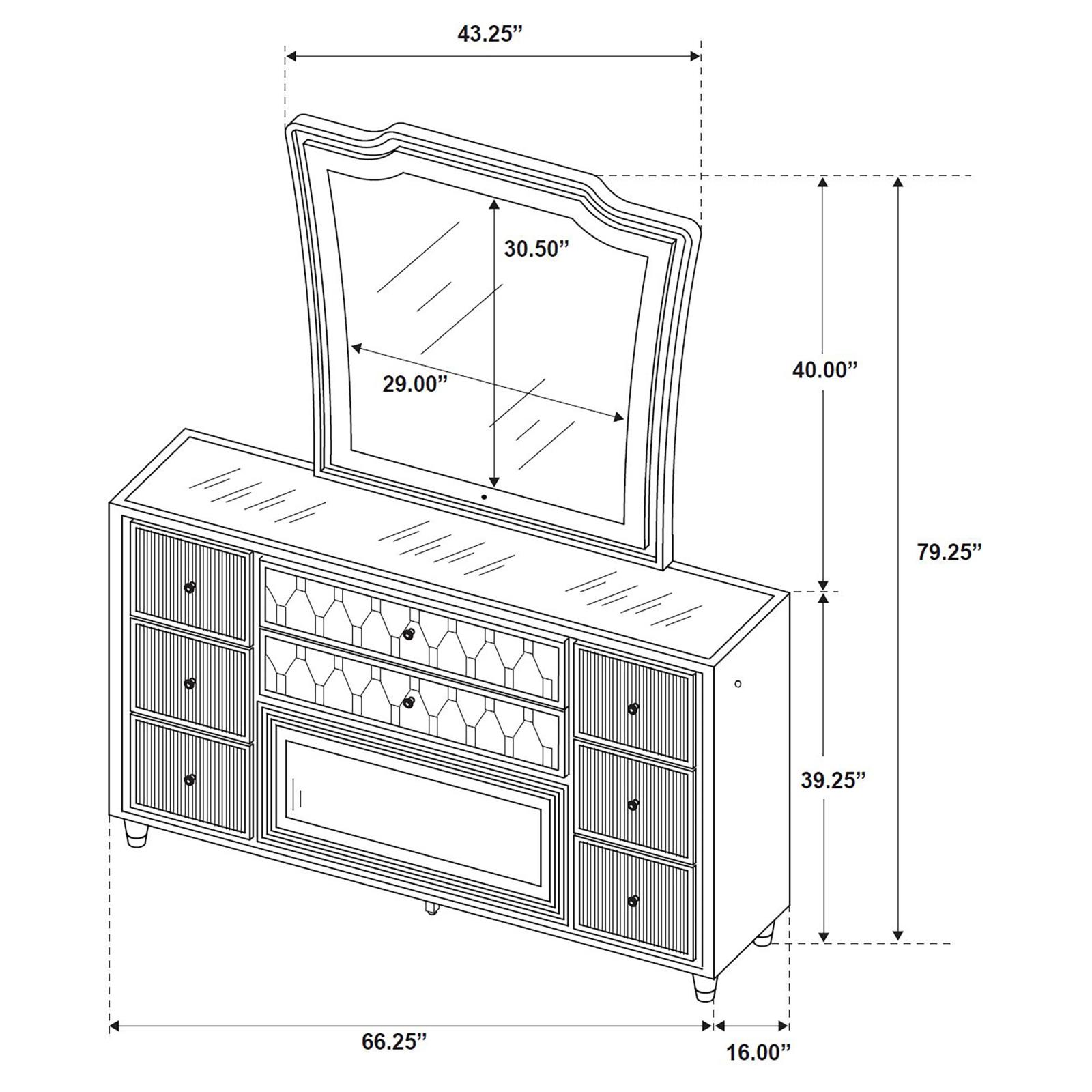 Lorient 8-drawer LED Flame Box Dresser and Mirror Black - Image 14