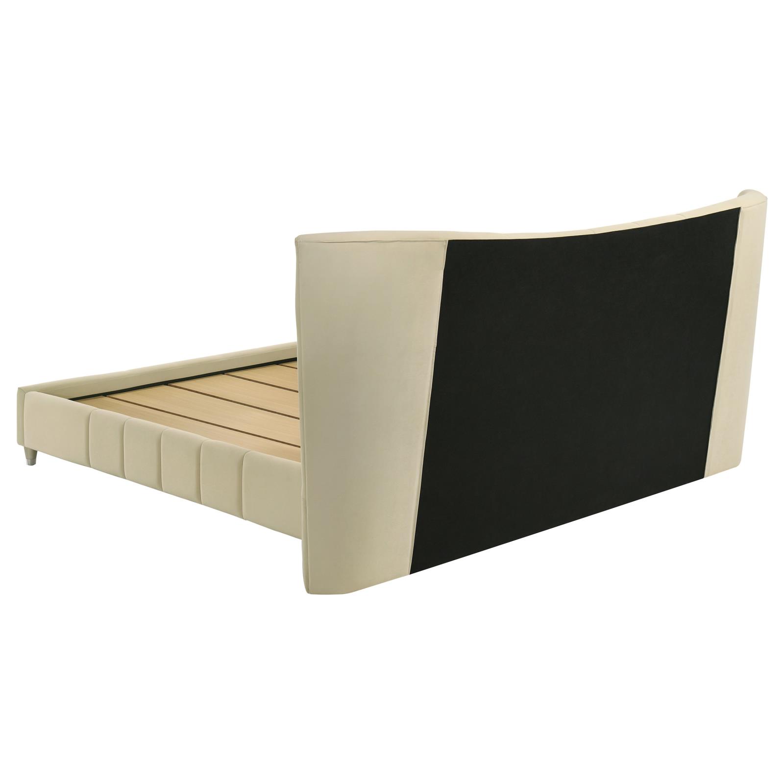 Evelyn Upholstered Eastern King Panel Platform Bed Ivory - Image 6