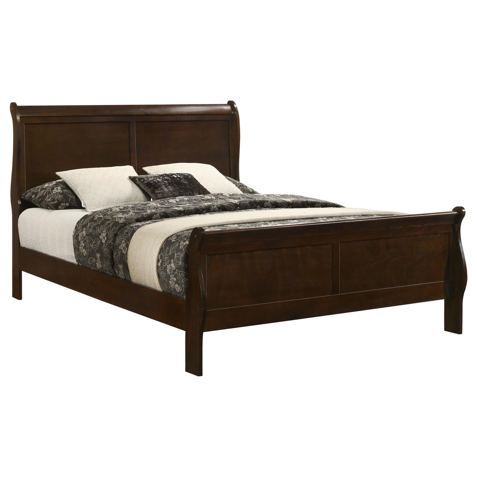 Louis Philippe Wood Queen Sleigh Bed Cappuccino - Image 3