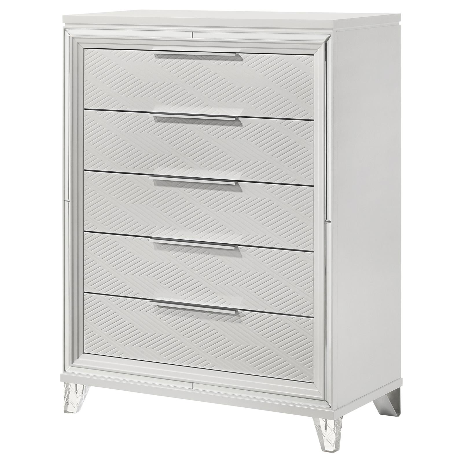 Marmore 5-drawer Bedroom Chest of Drawers White - Image 4