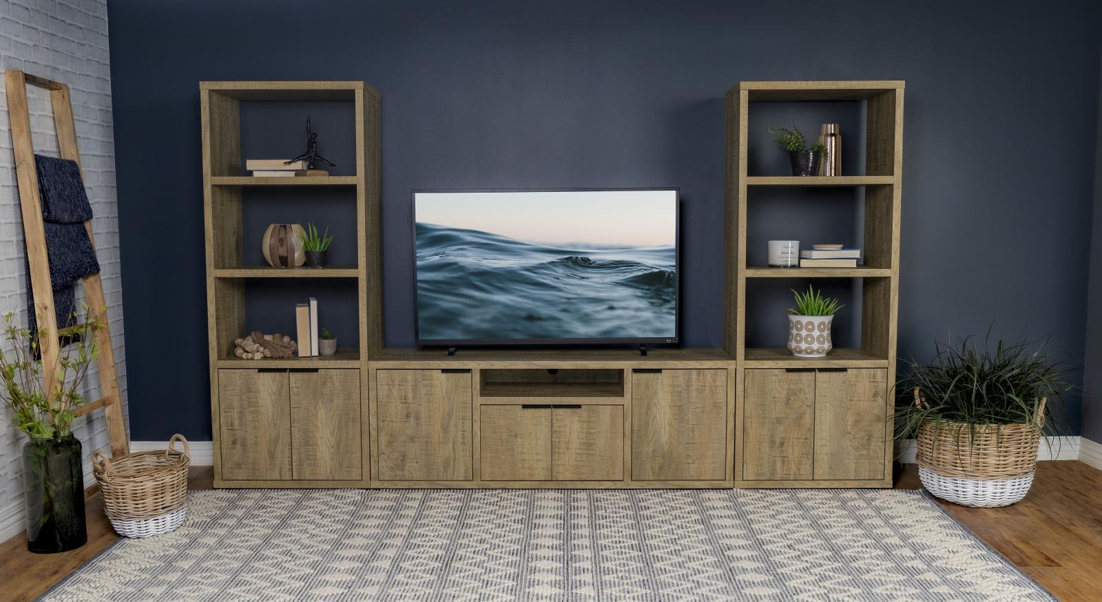 Tabby Farmhouse Media Tower with Adjustable Shelf and 2-Door Storage Mango - Image 12