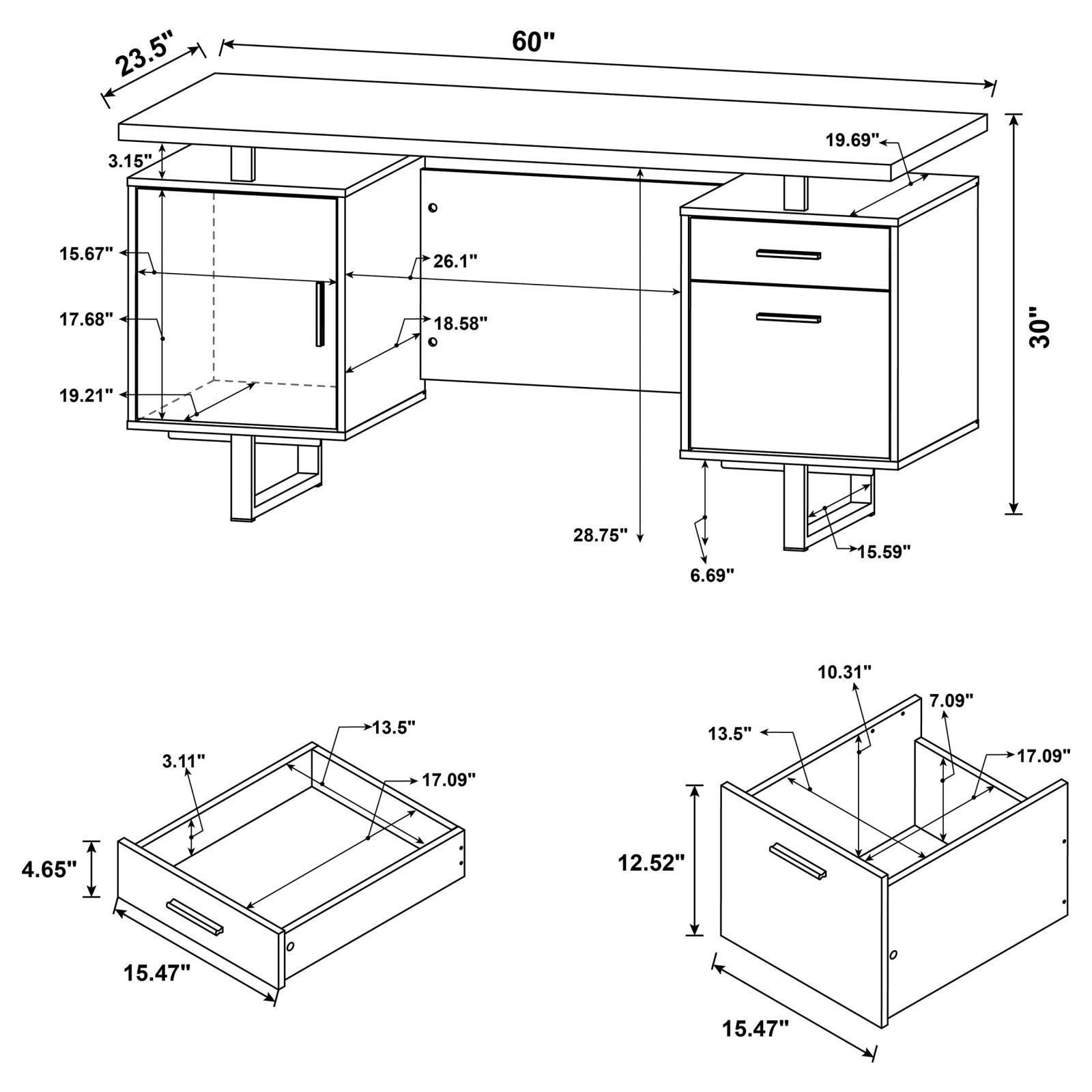 Lawtey 60-inch 2-drawer Office Computer Desk Cappuccino - Image 14