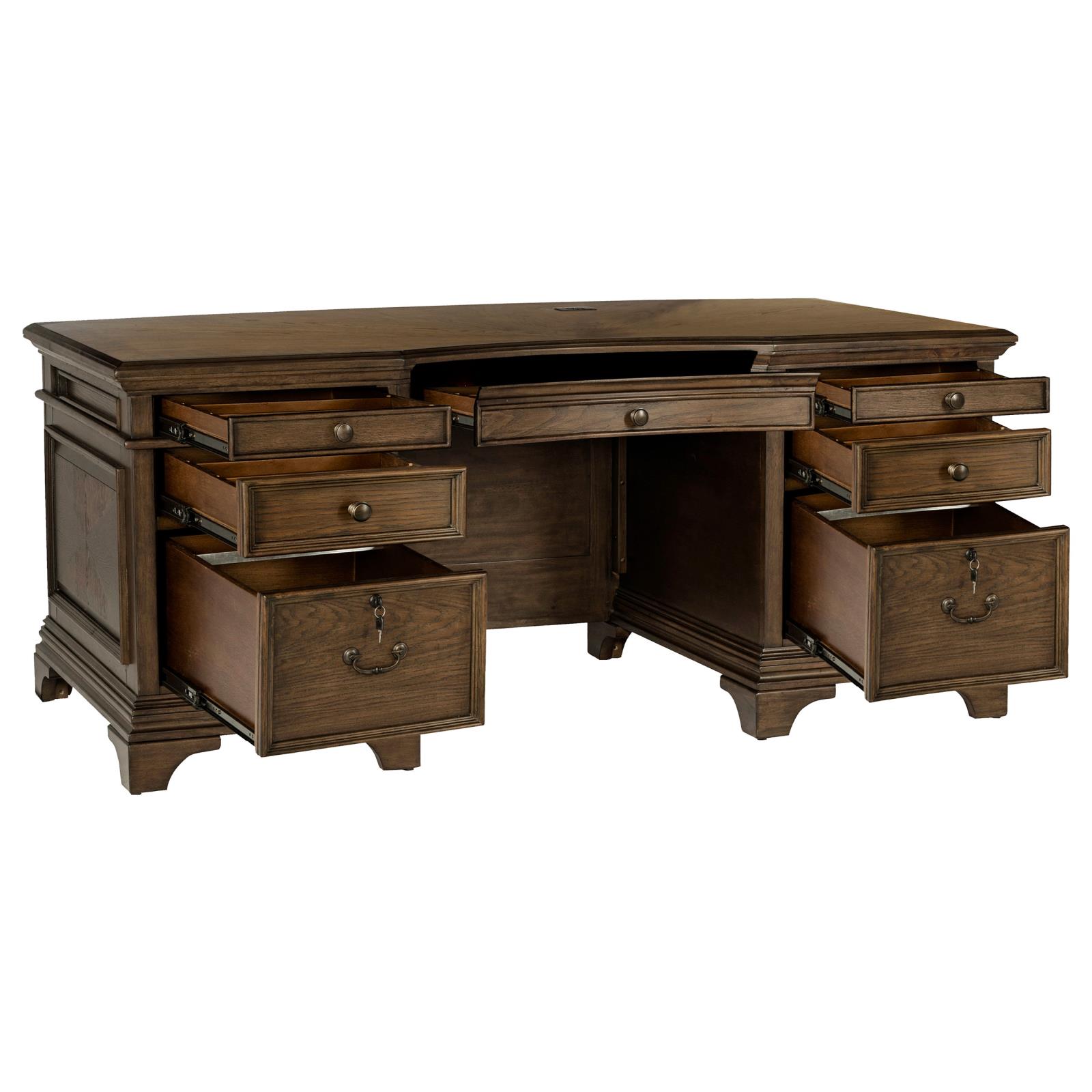 Hartshill 72-inch 7-drawer Executive Desk Burnished Oak - Image 3
