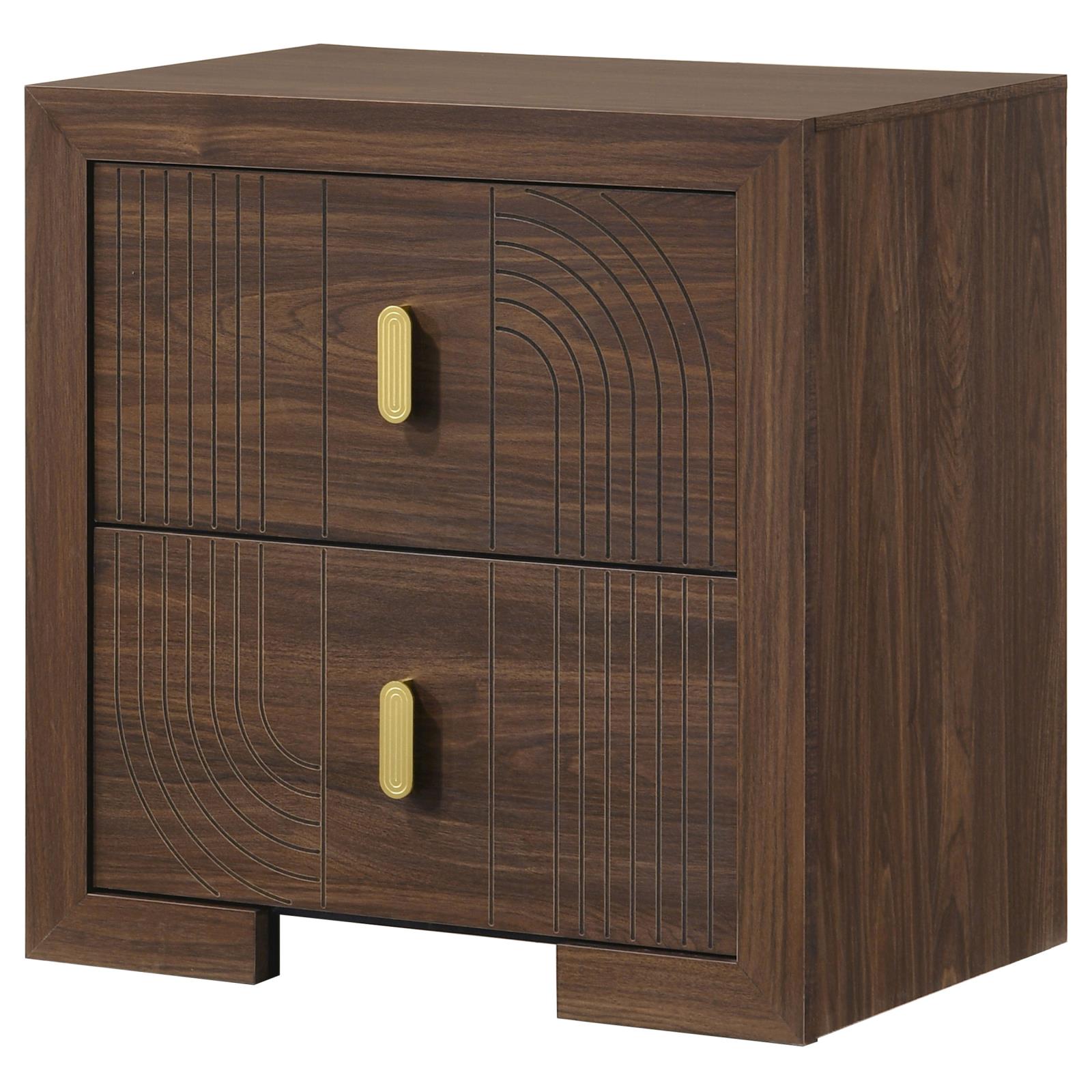 Etienne 2-drawer Nightstand Bedside Table Walnut - Image 4