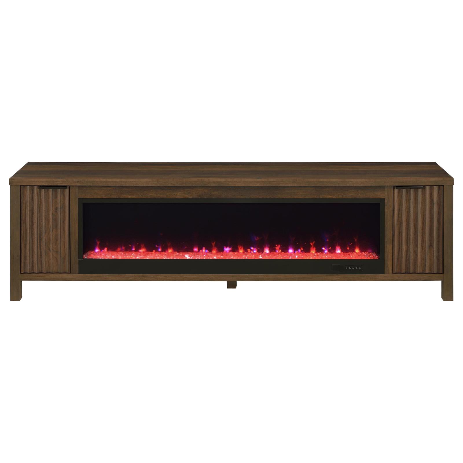 Carey 79-inch TV Stand Fireplace Media Console Dark Pine - Image 5