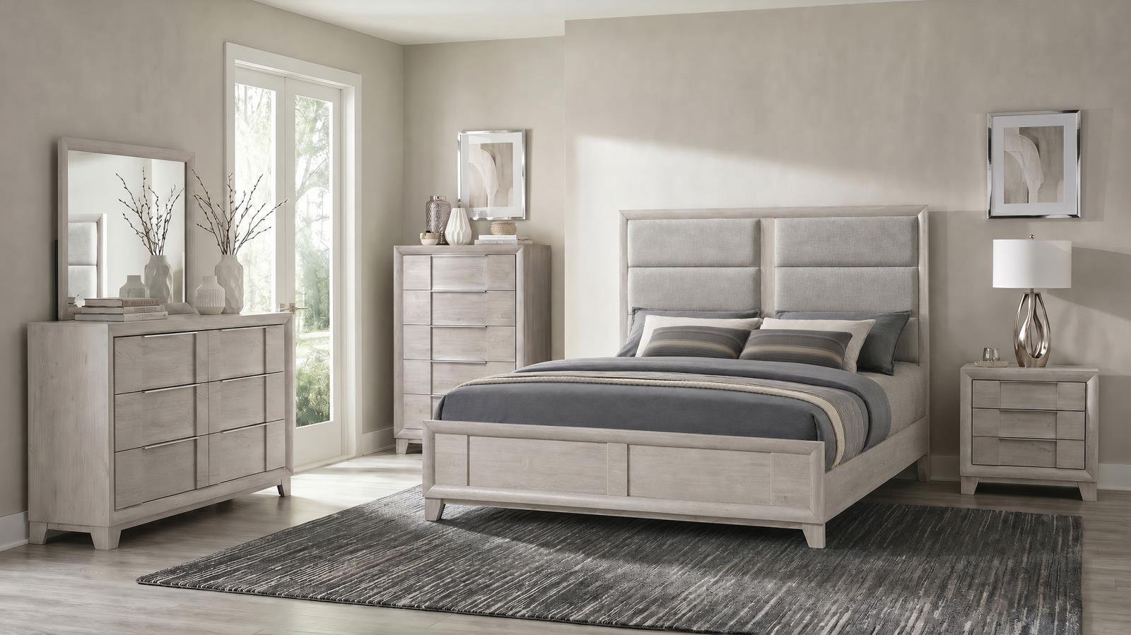 Farre Eastern King Upholstered Panel Bed Washed Grey - Image 12