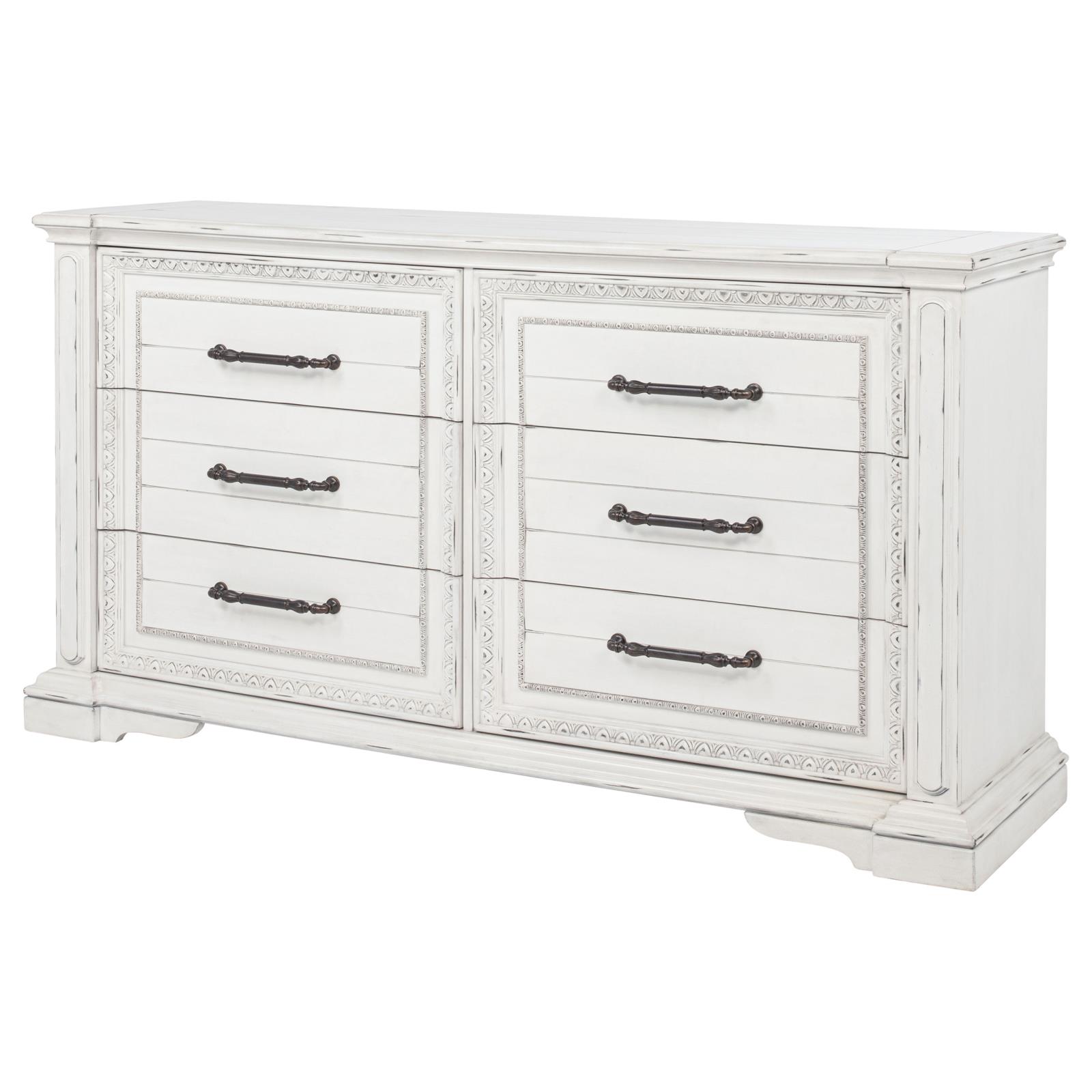 McKinney 6-drawer Bedroom Dresser Cabinet Vintage White - Image 4