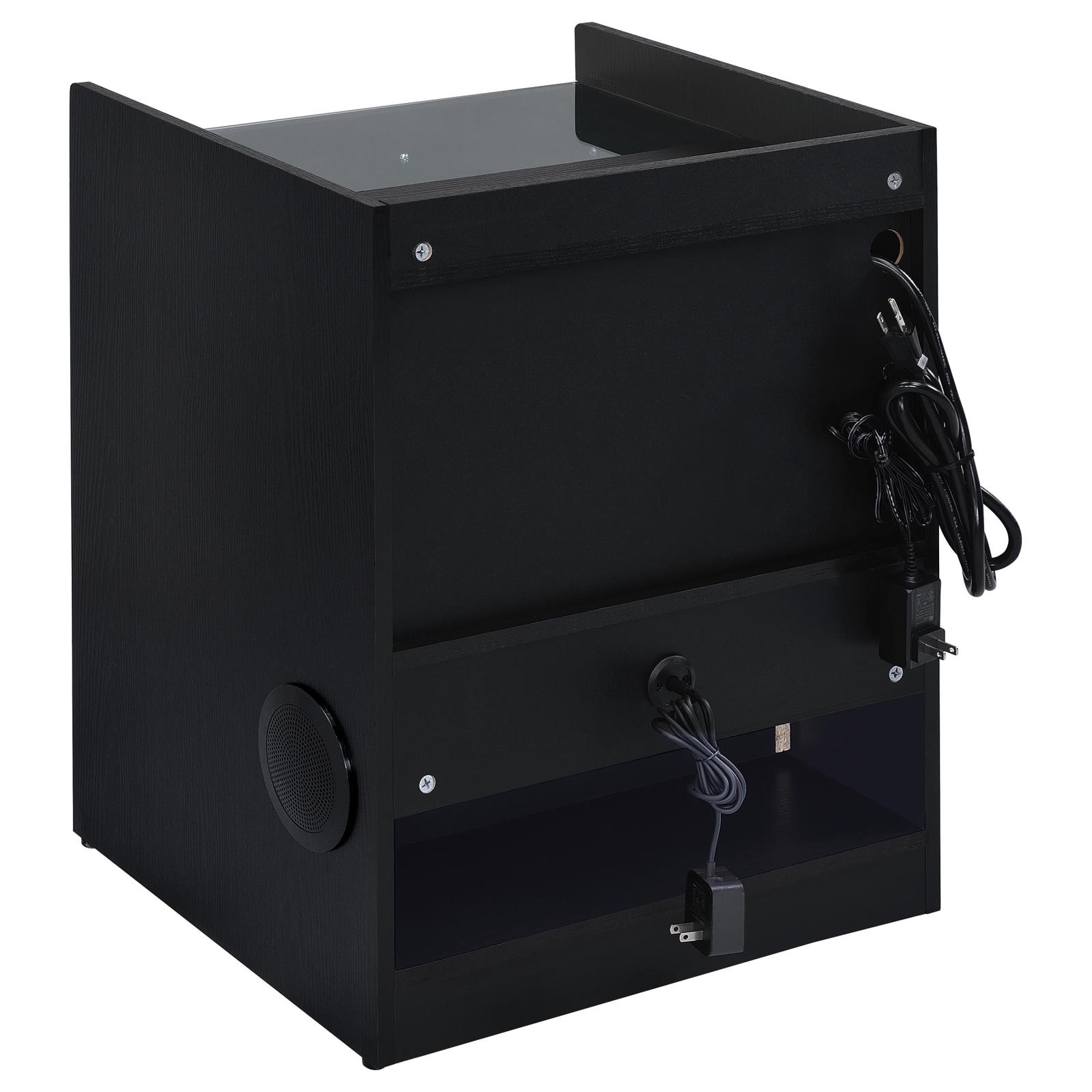Furda 2-drawer LED Nightstand Bedside Table with Speaker Black Ash - Image 6