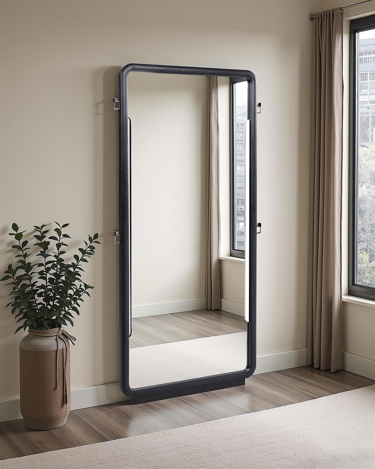 Leandro 76-inch Full Length Floor Mirror Burnished Black - Image 2