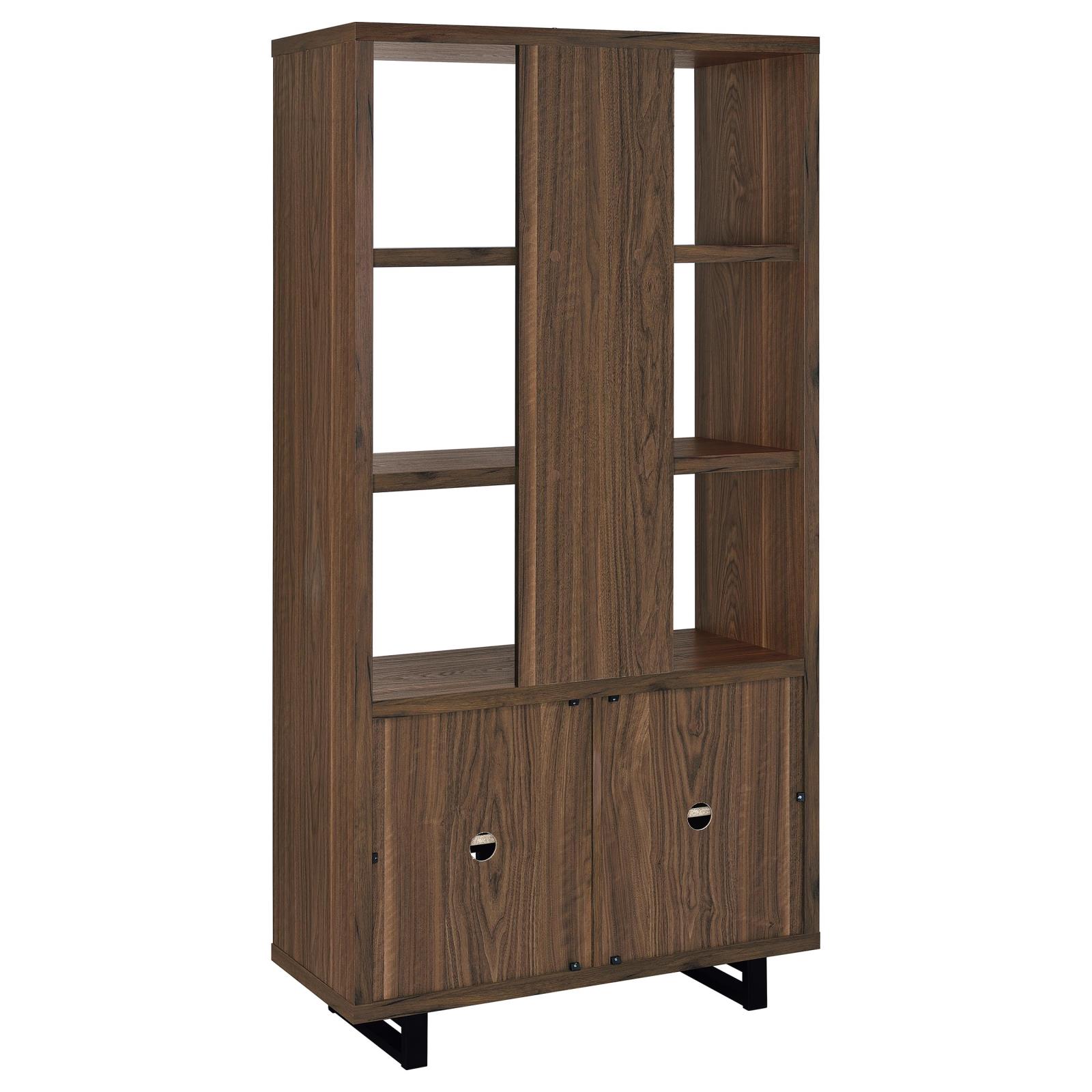 Maddox 71-inch 5-shelf Cabinet Bookcase Walnut - Image 7