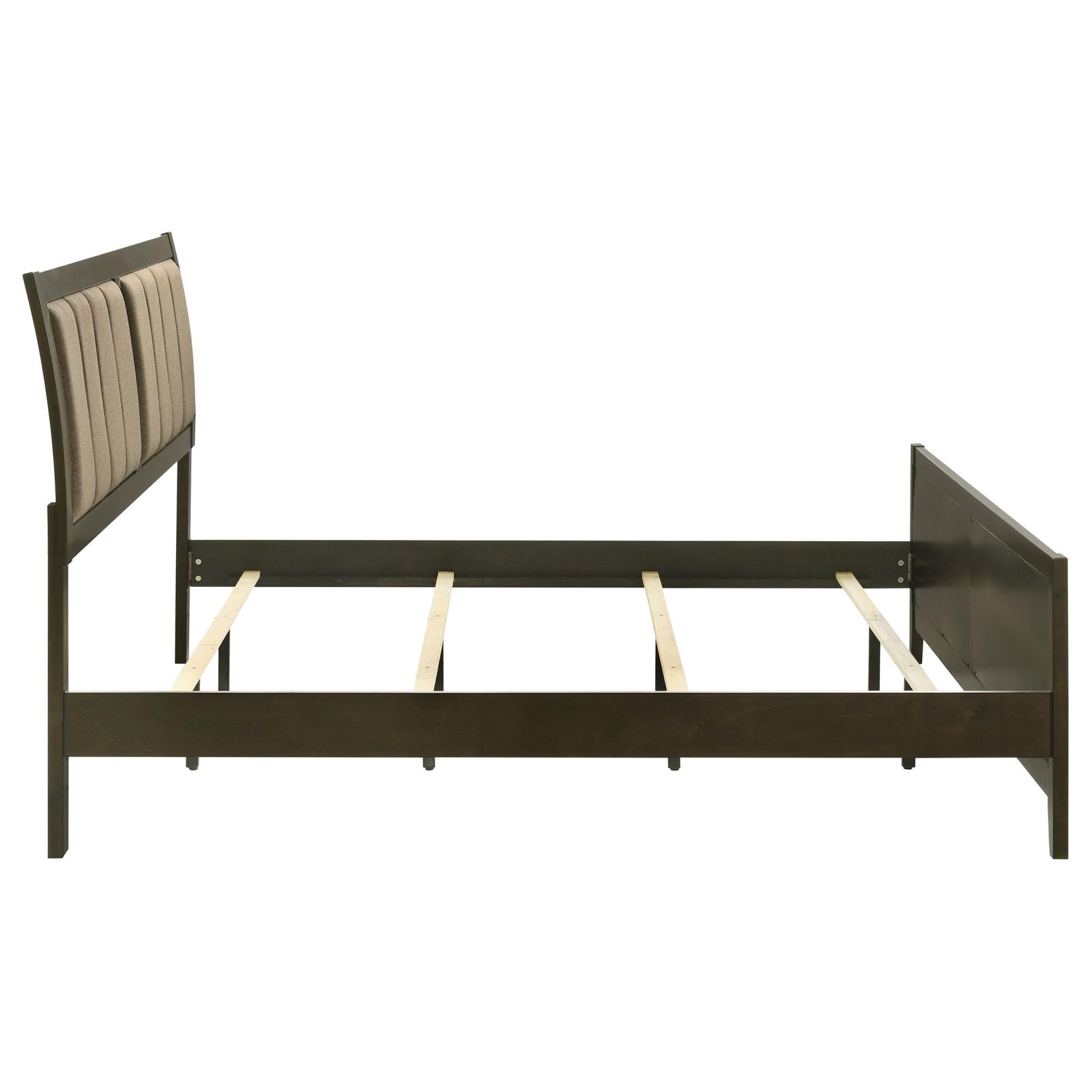 Wilkes Eastern King Vertical-Channel Upholstered Panel Bed Dark Cocoa - Image 6