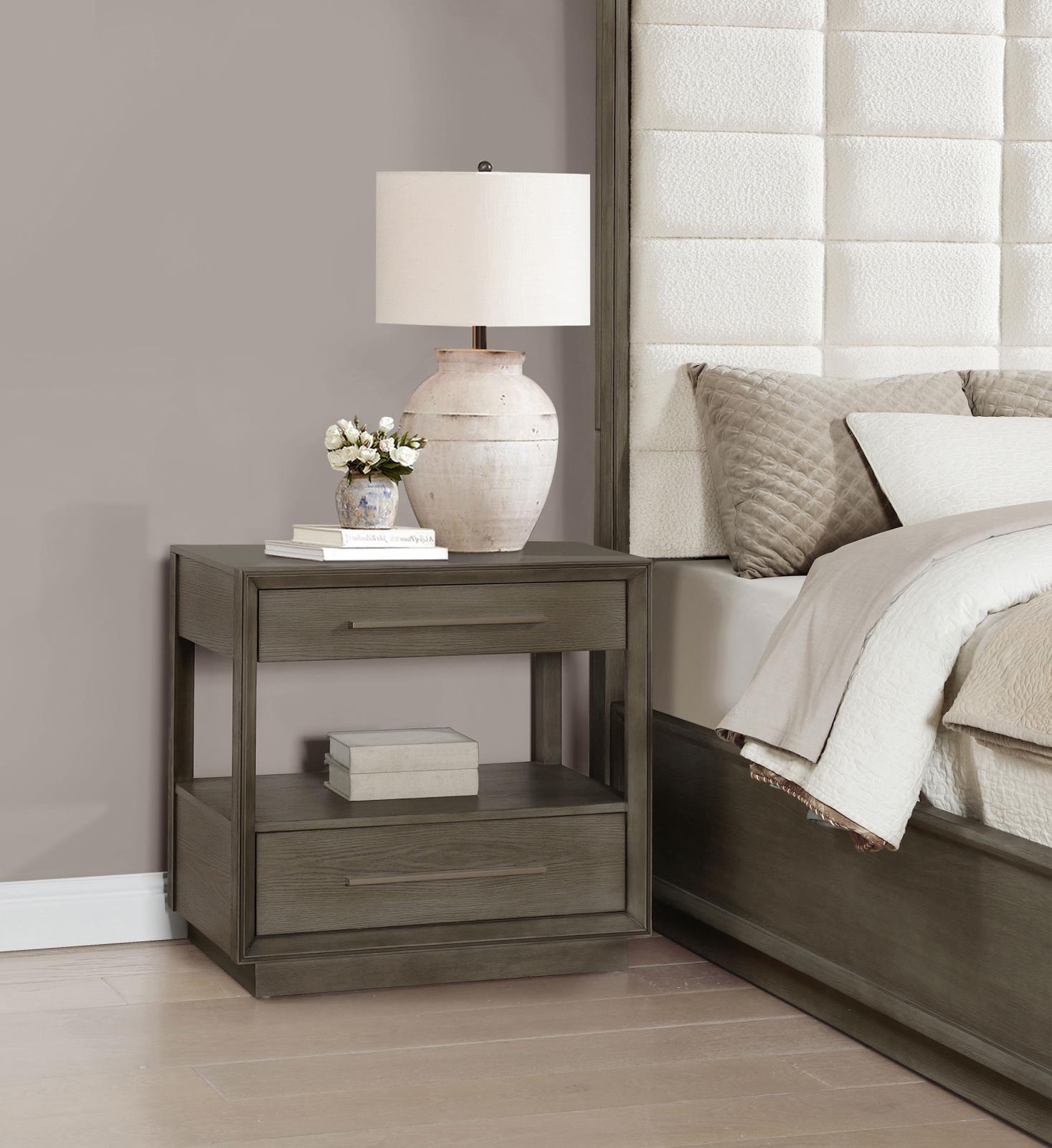 Durango 2-drawer Nightstand Bedside Table Taupe Oak - Image 2