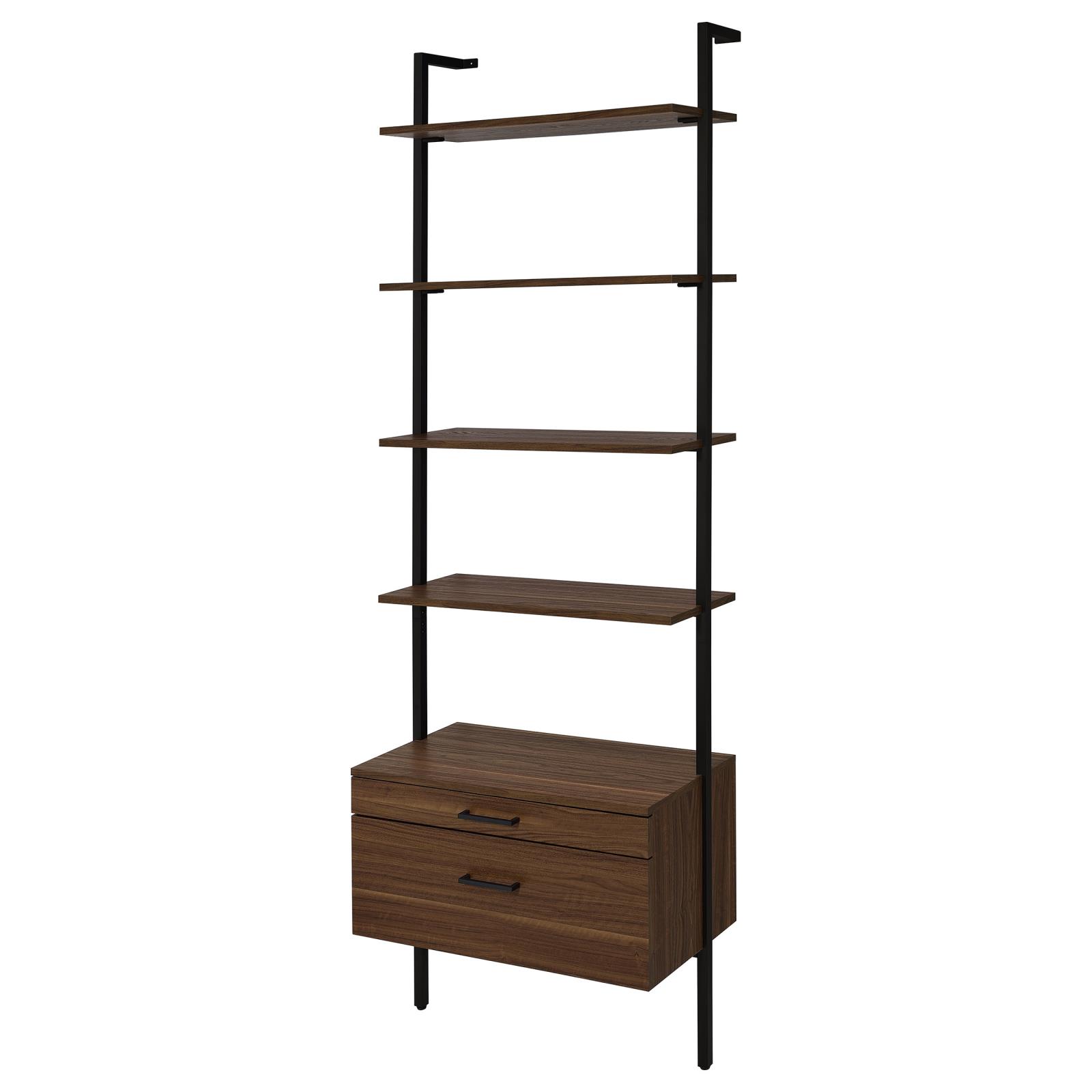 Owens 96-inch 4-shelf Storage Wall Bookshelf Walnut - Image 5