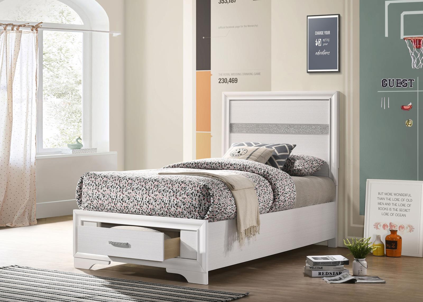 Miranda 51-inch Wood Twin Storage Panel Bed - Image 2