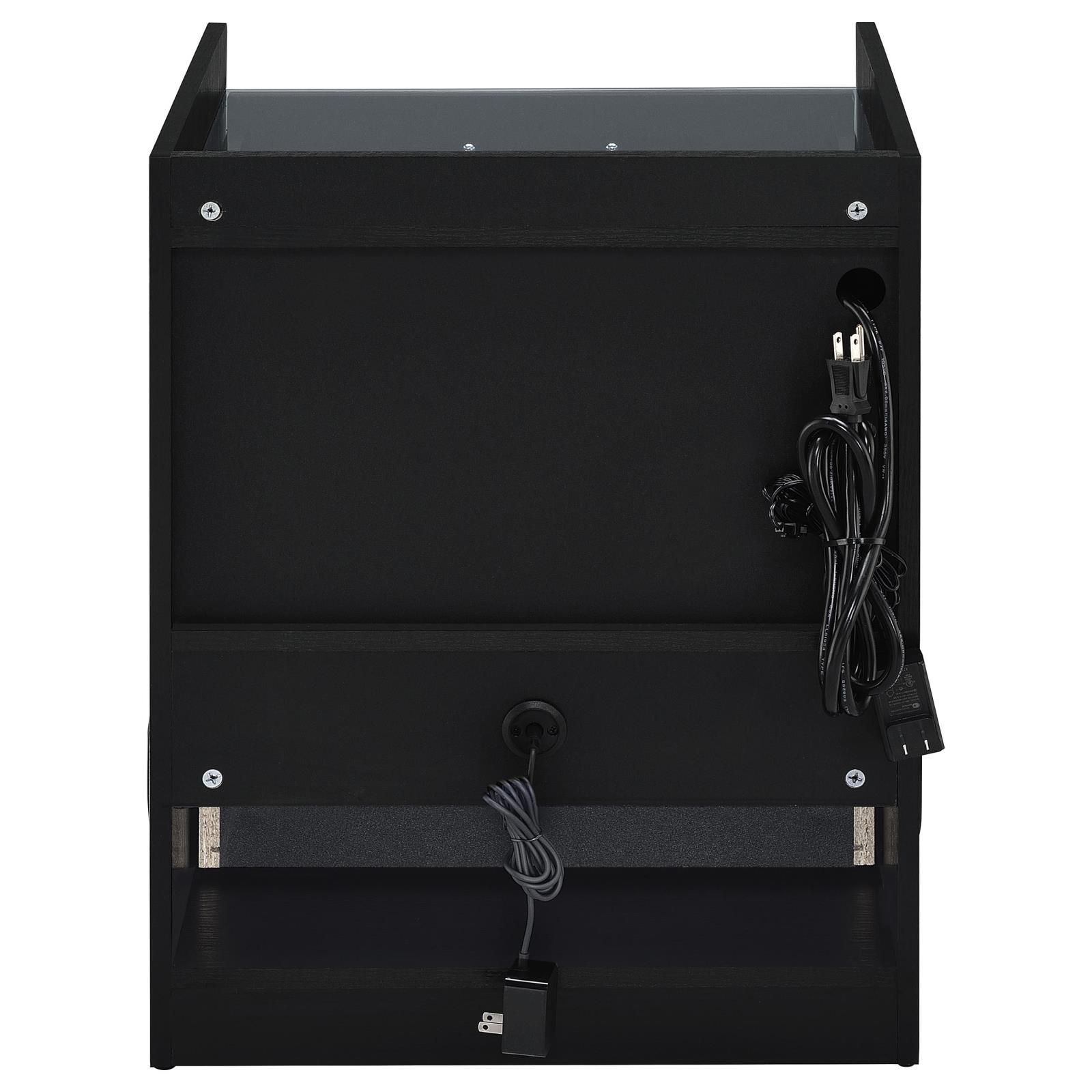 Furda 2-drawer LED Nightstand Bedside Table with Speaker Black Ash - Image 7